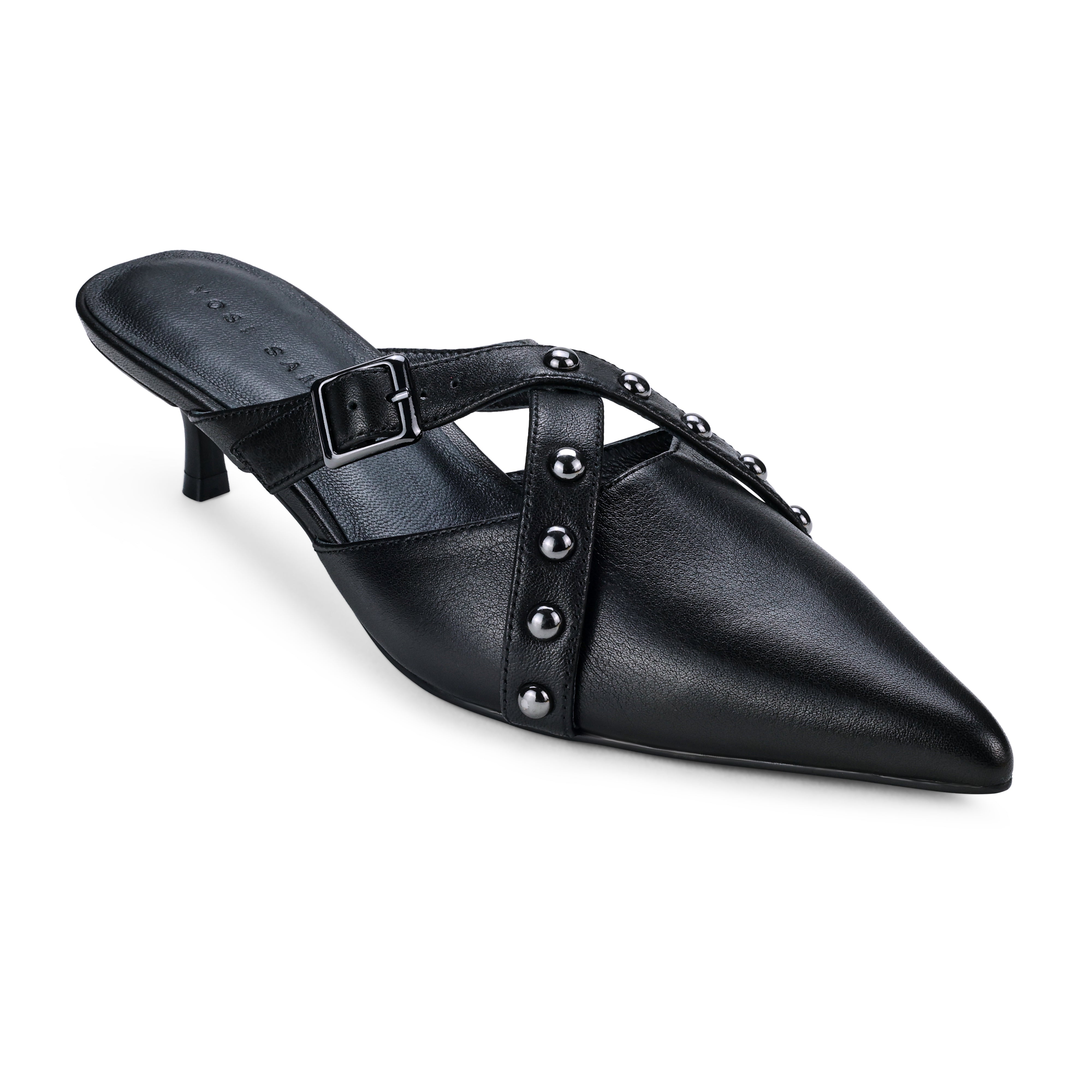 Alexis Kitten Heel in Black Leather