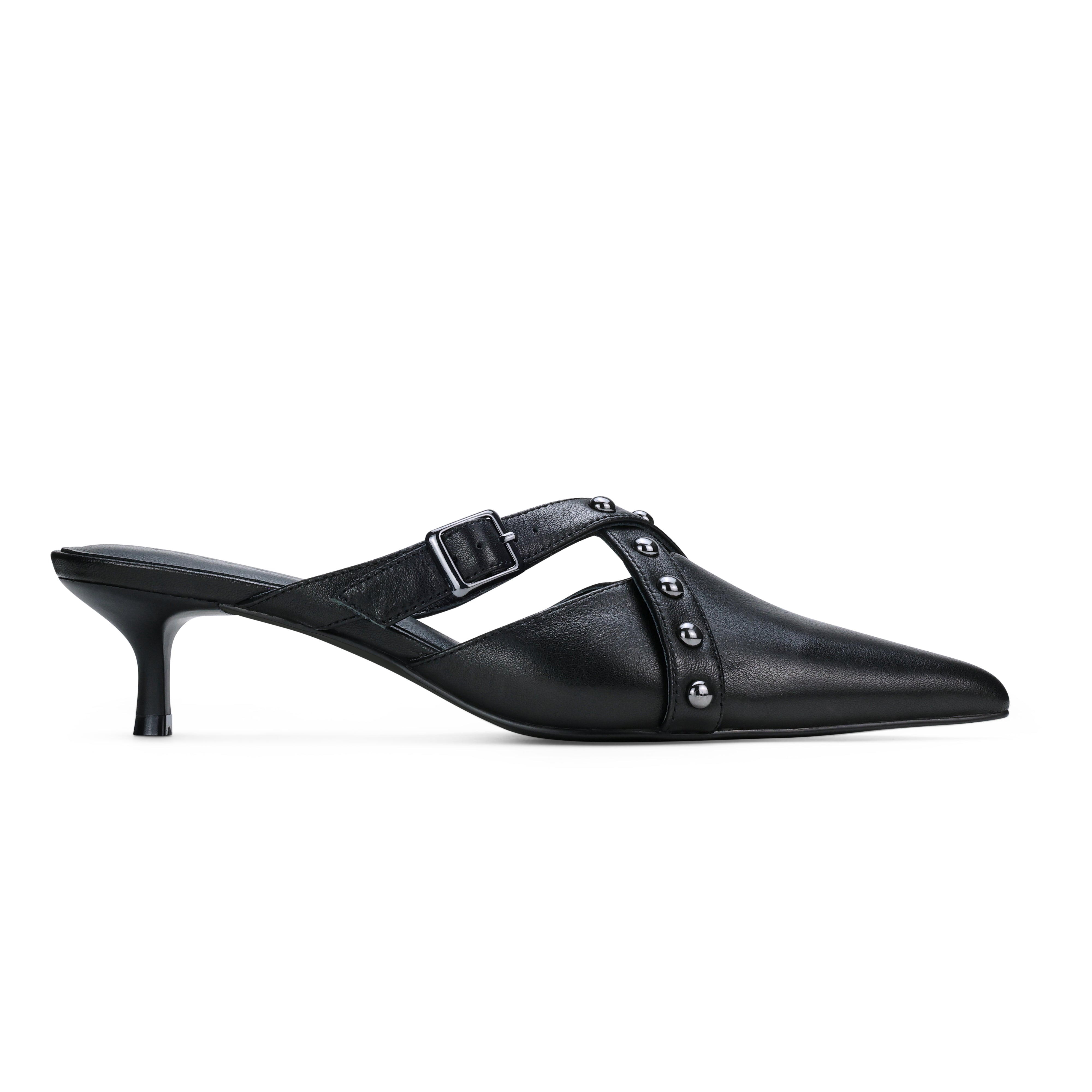 Alexis Kitten Heel in Black Leather