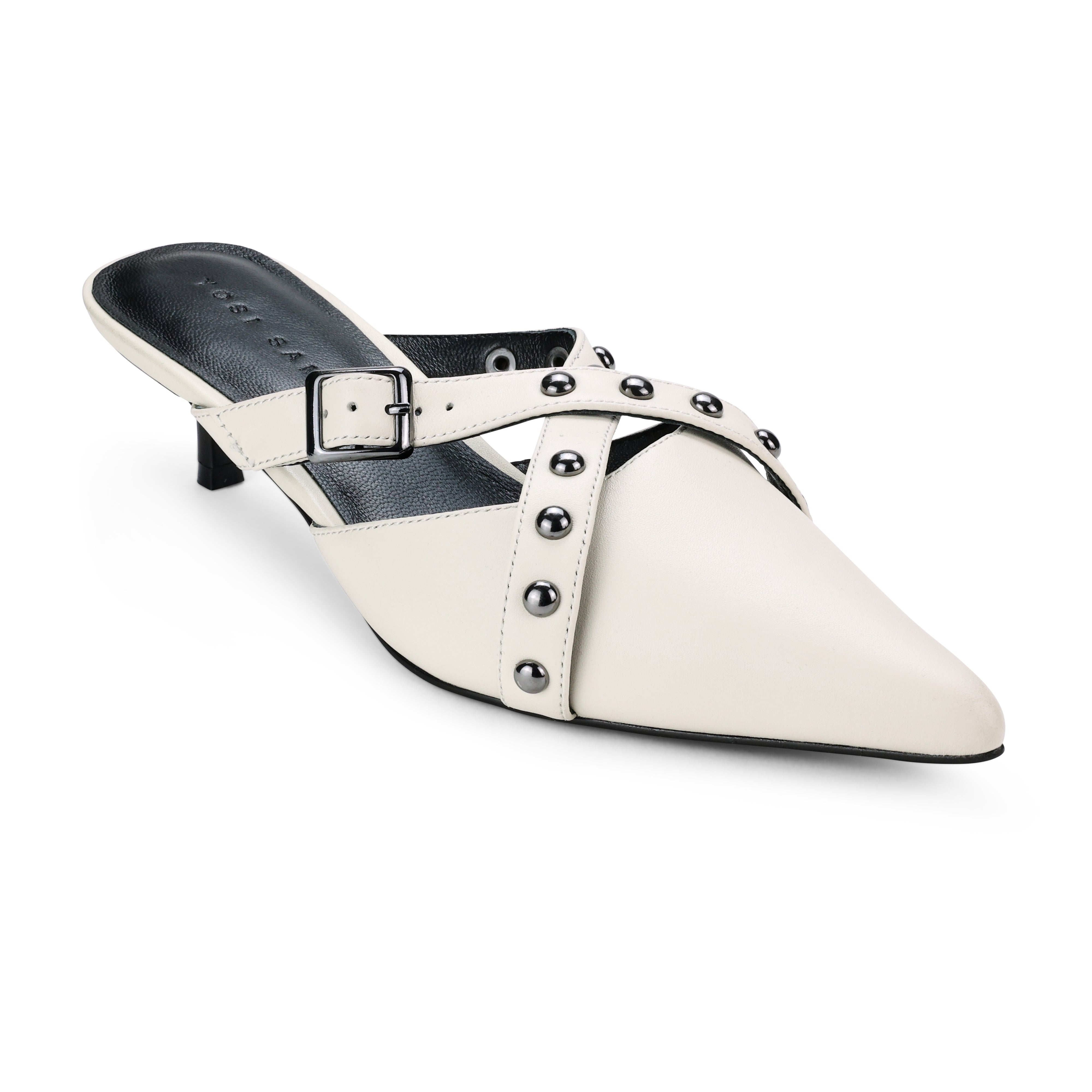 Alexis Kitten Heel in Bone Leather