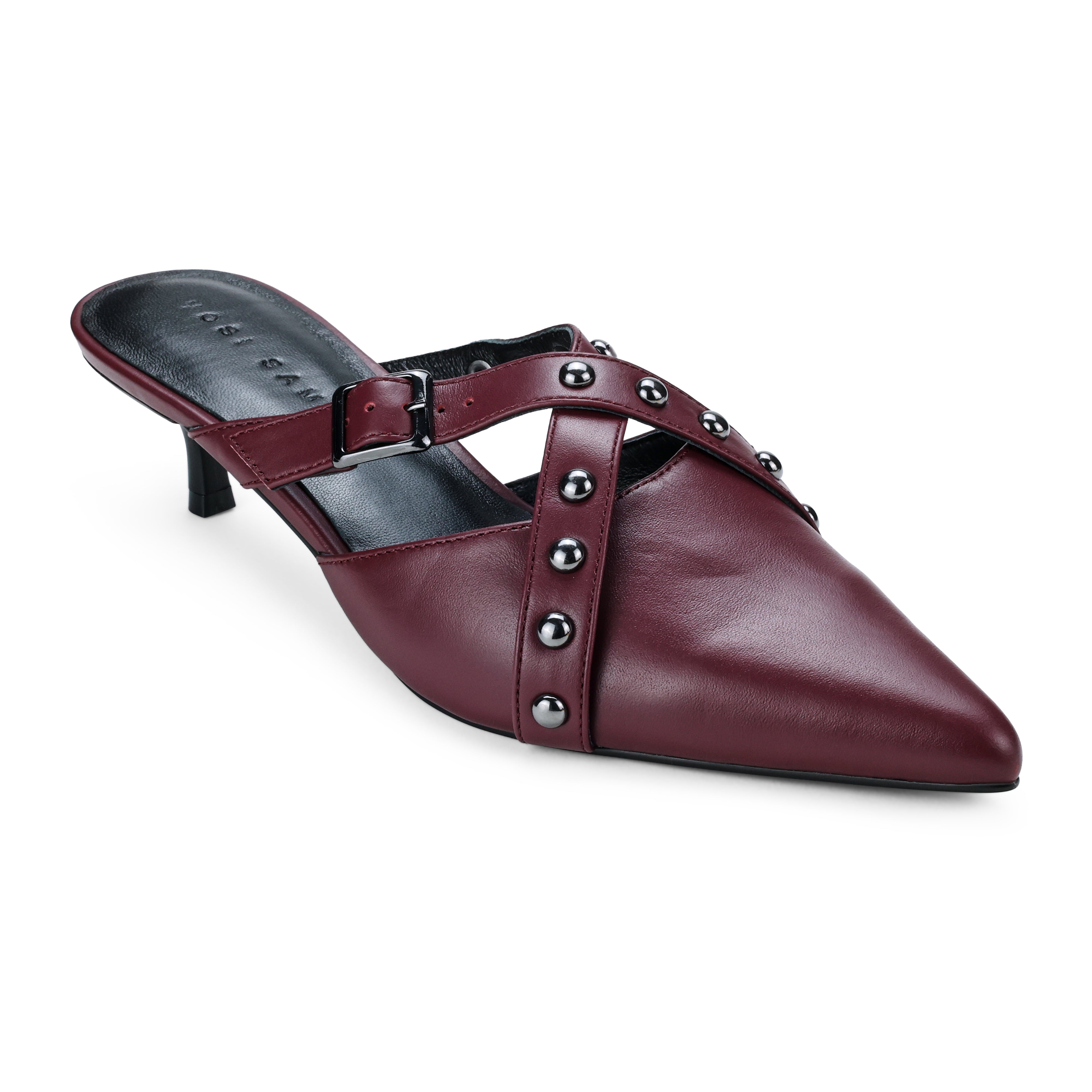 Alexis Kitten Heel in Burgundy Leather
