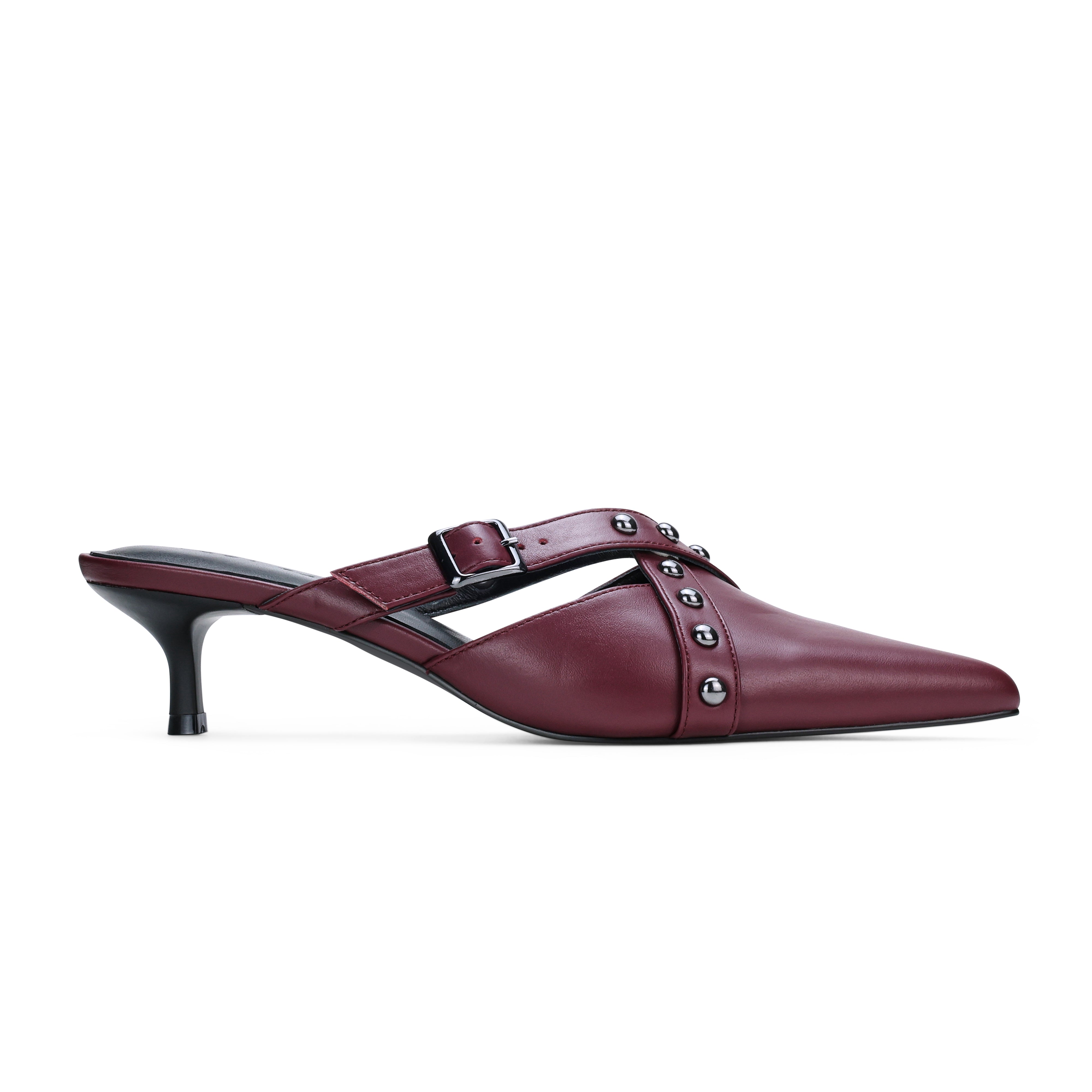 Alexis Kitten Heel in Burgundy Leather
