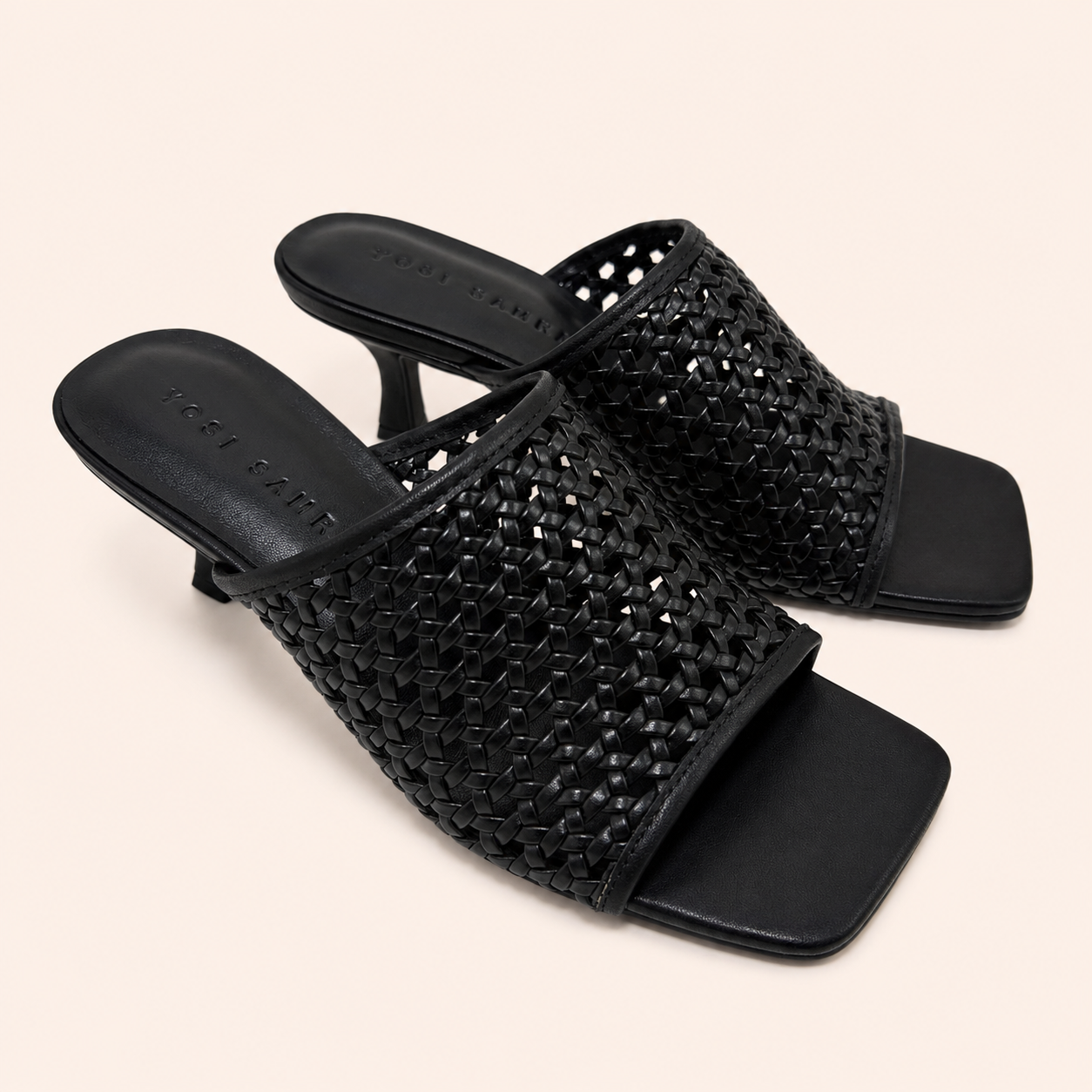 AMALFI HEEL IN BLACK WOVEN