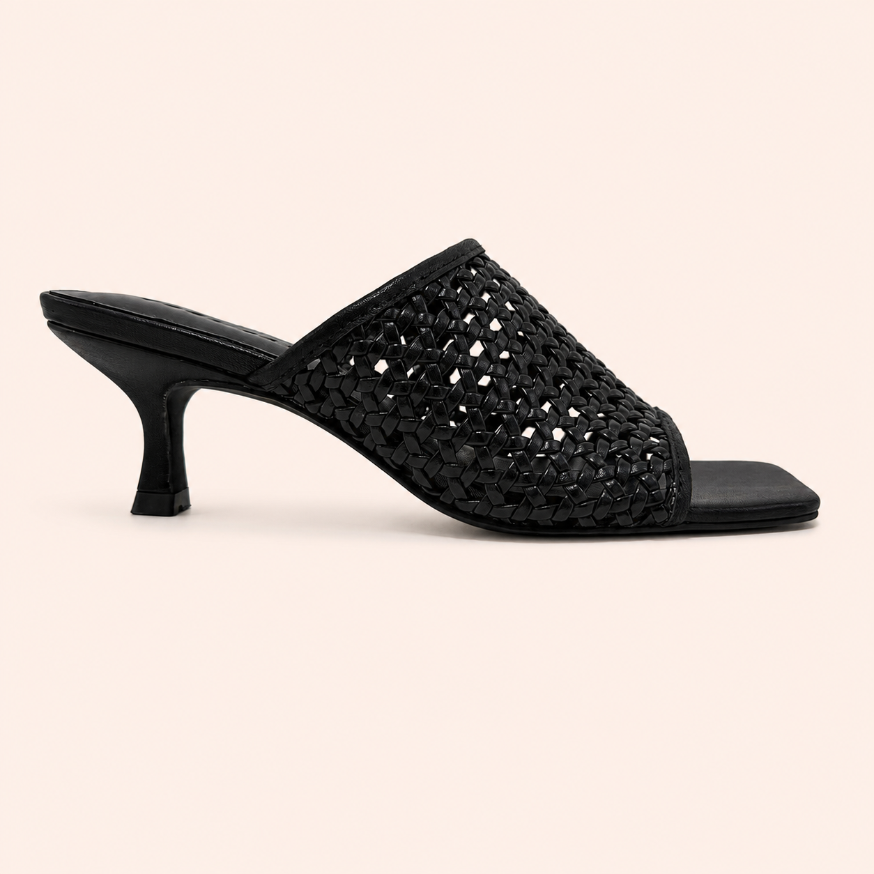 AMALFI HEEL IN BLACK WOVEN