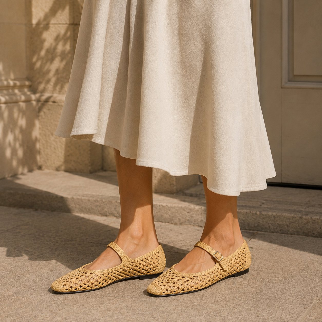 Calvi Mary Jane in Natural Raffia