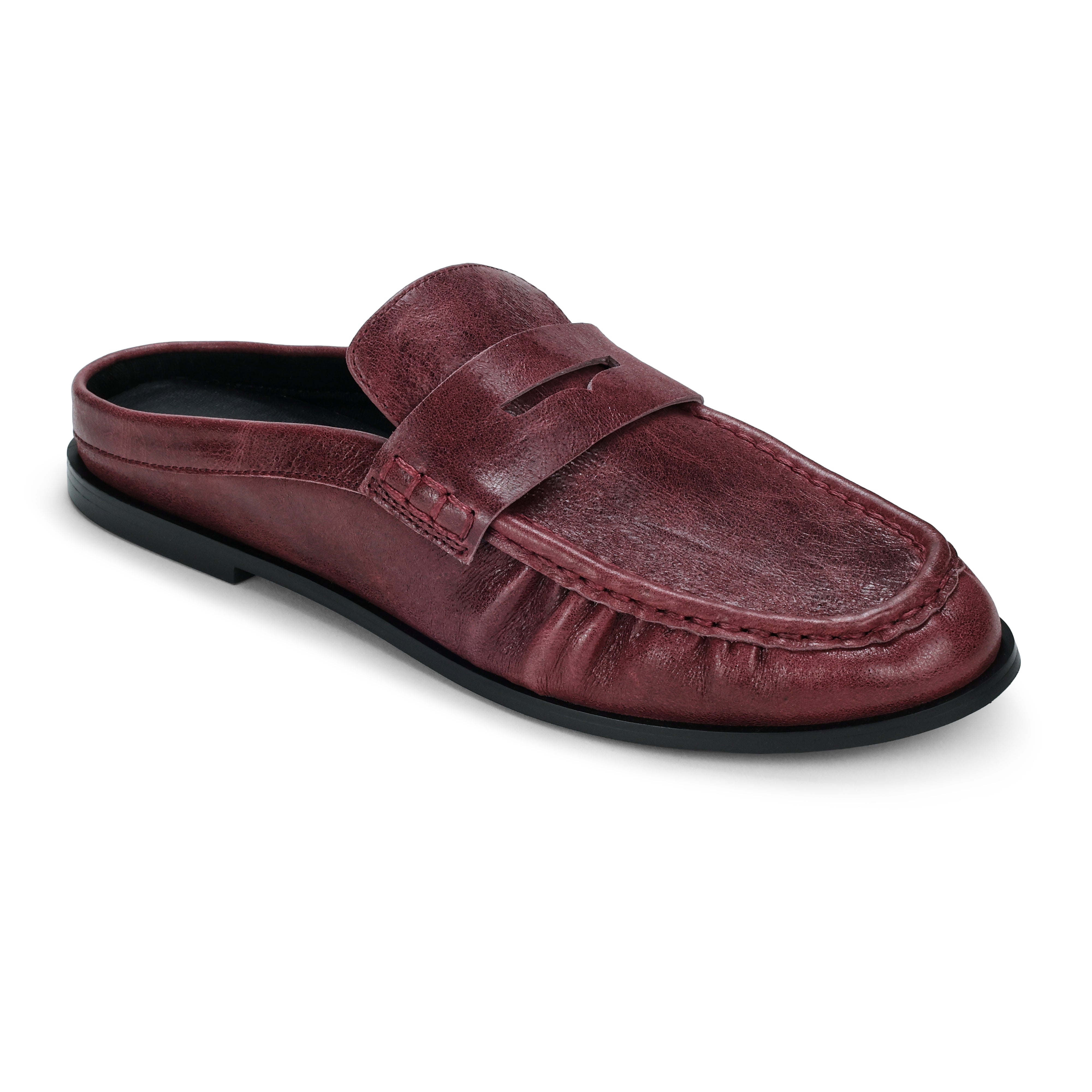 Camden Mule in Burgundy Leather