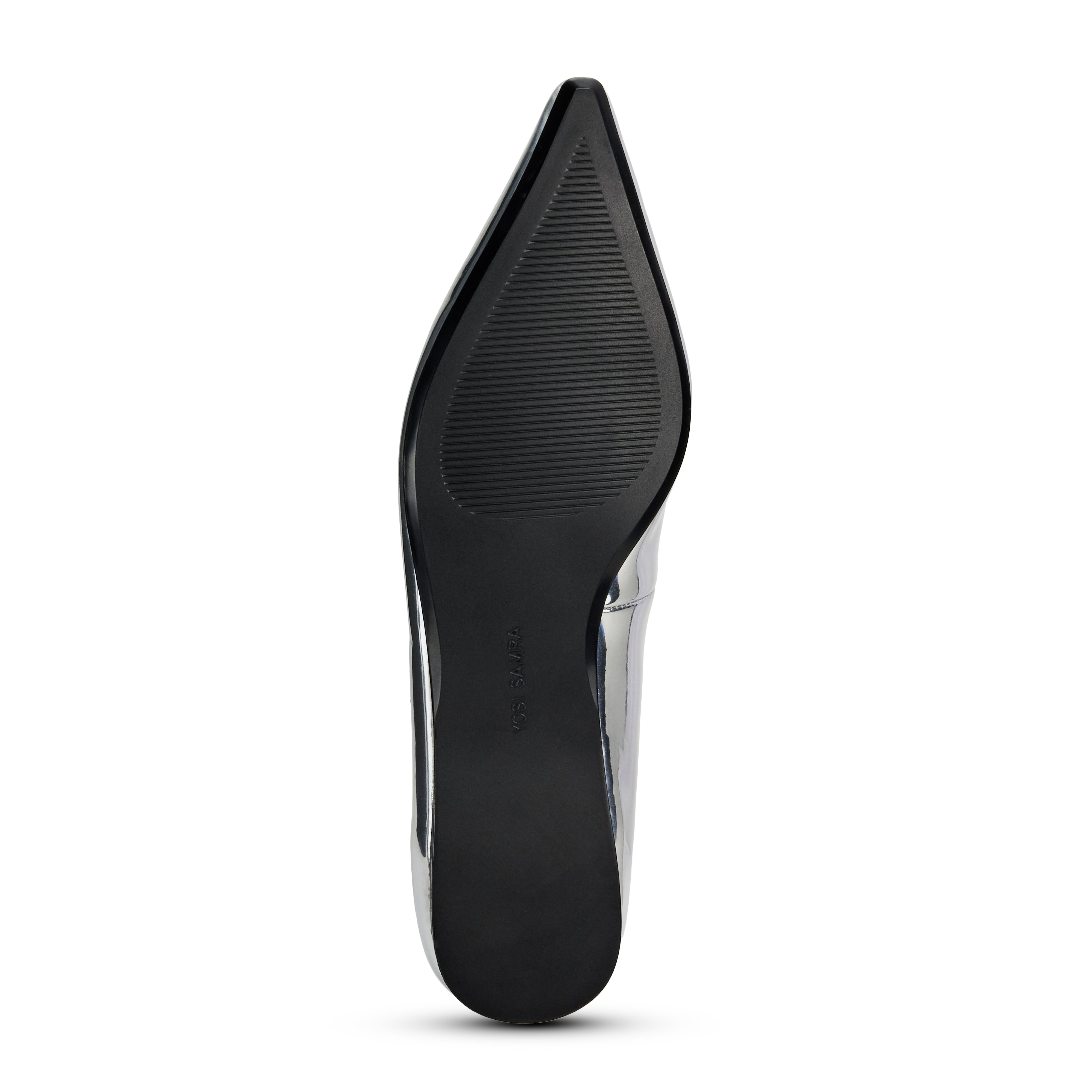 Camille Flat in Silver Mirror Leather