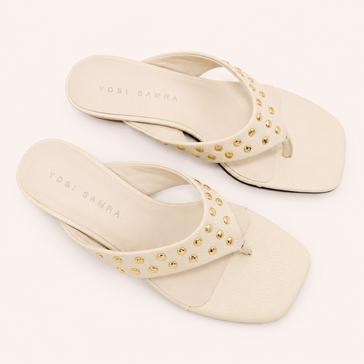 CAPRI STUD SANDAL IN CREAM LEATHER