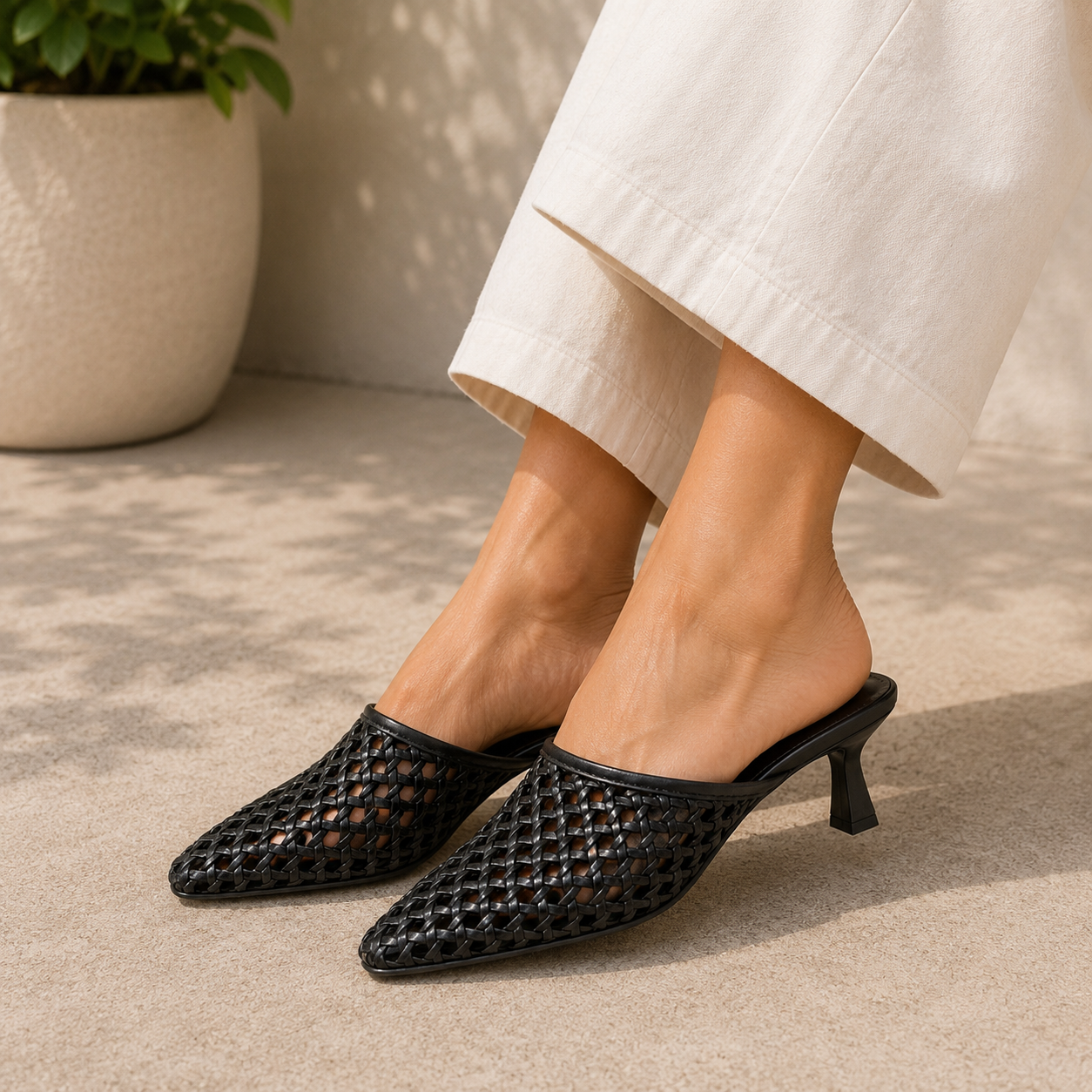 Chelsea Heel in Black Woven