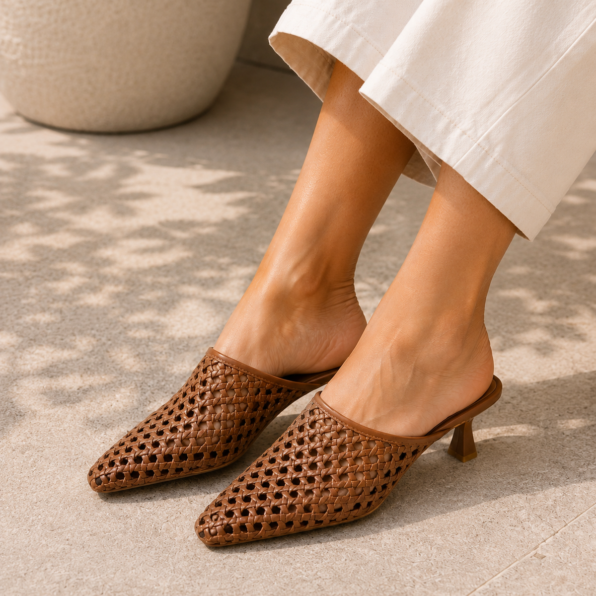 Chelsea Heel in Whiskey Woven