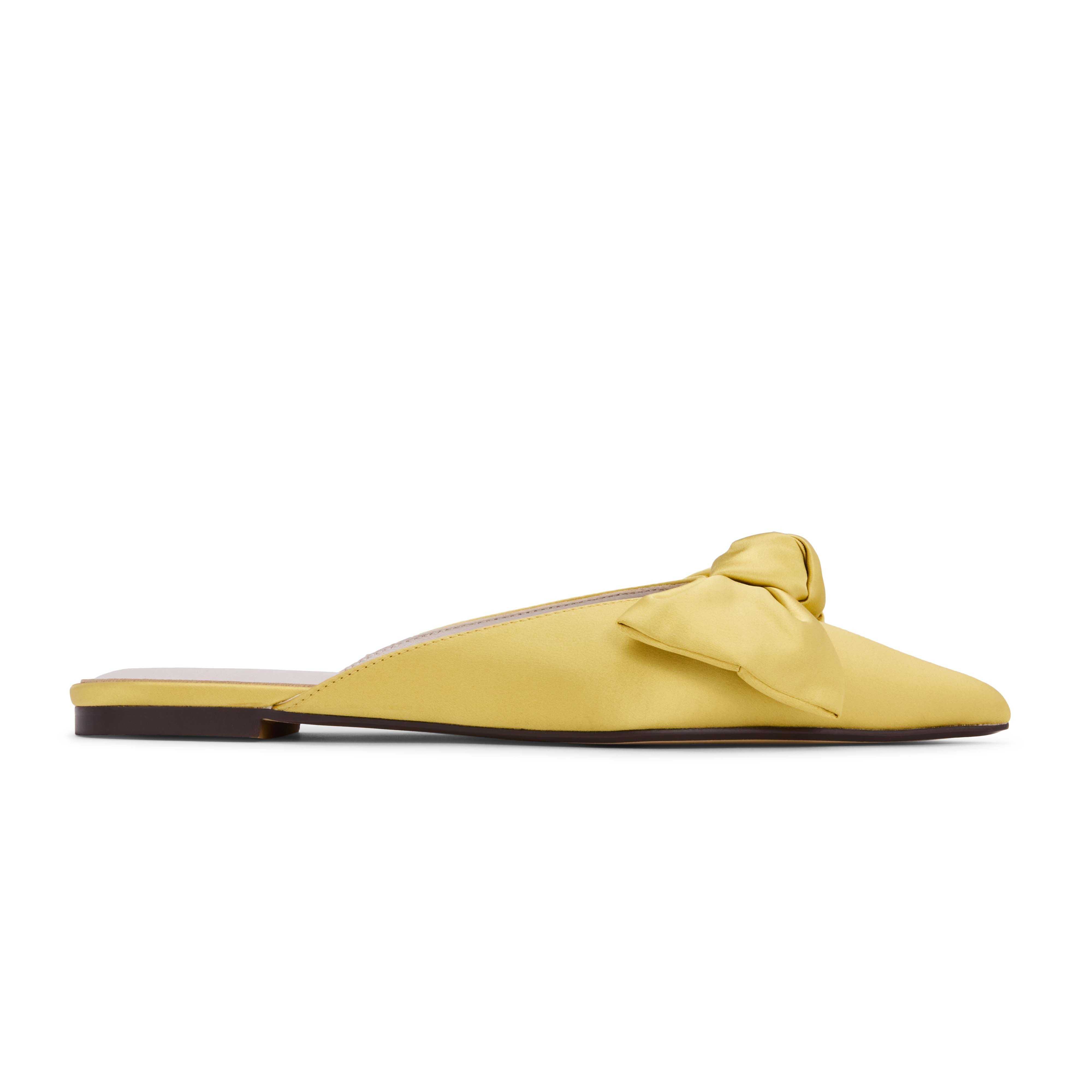 Yosi Samra Clara Bow Slide in Gold Satin