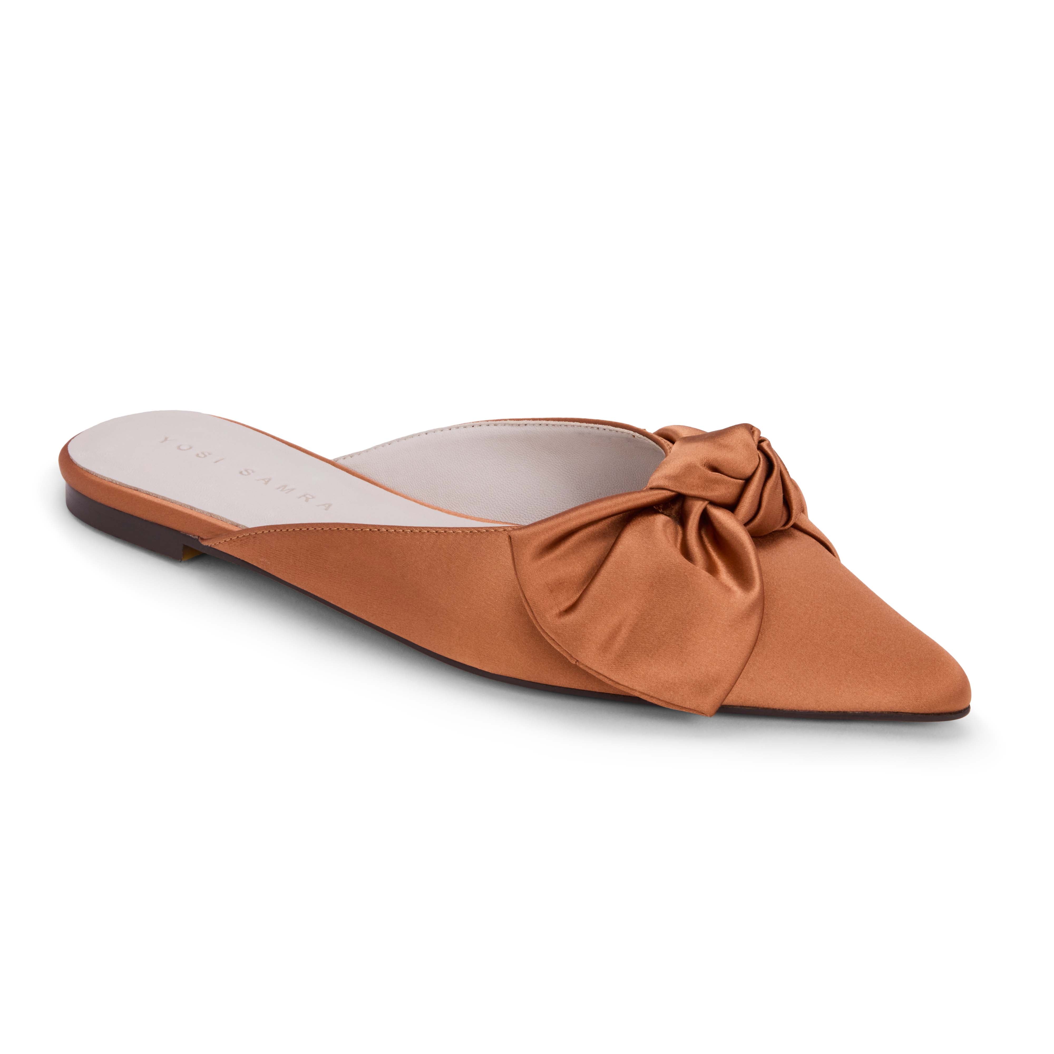 Yosi Samra Clara Bow Slide in Rust Satin