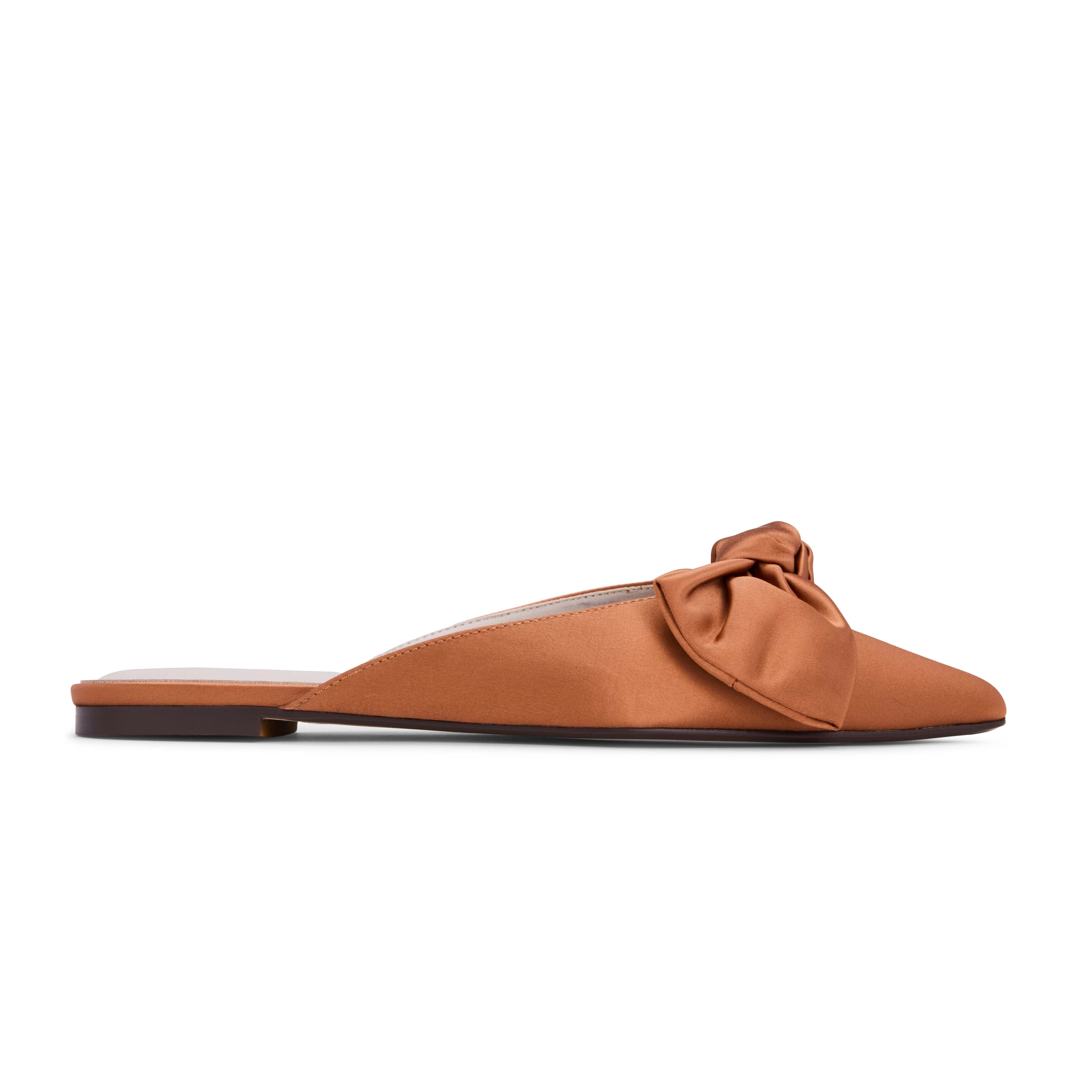 Yosi Samra Clara Bow Slide in Rust Satin