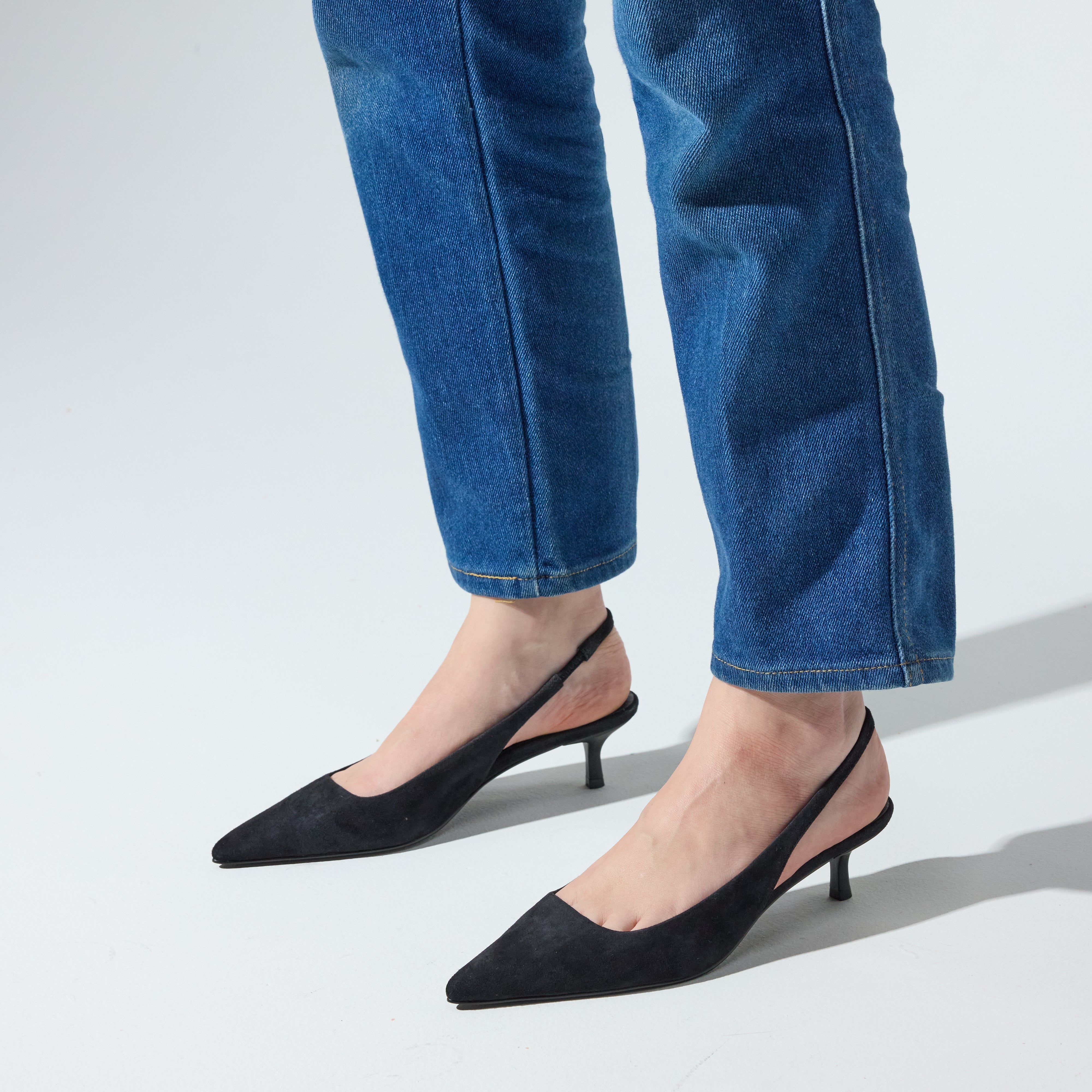 Delilah Slingback in Black Suede