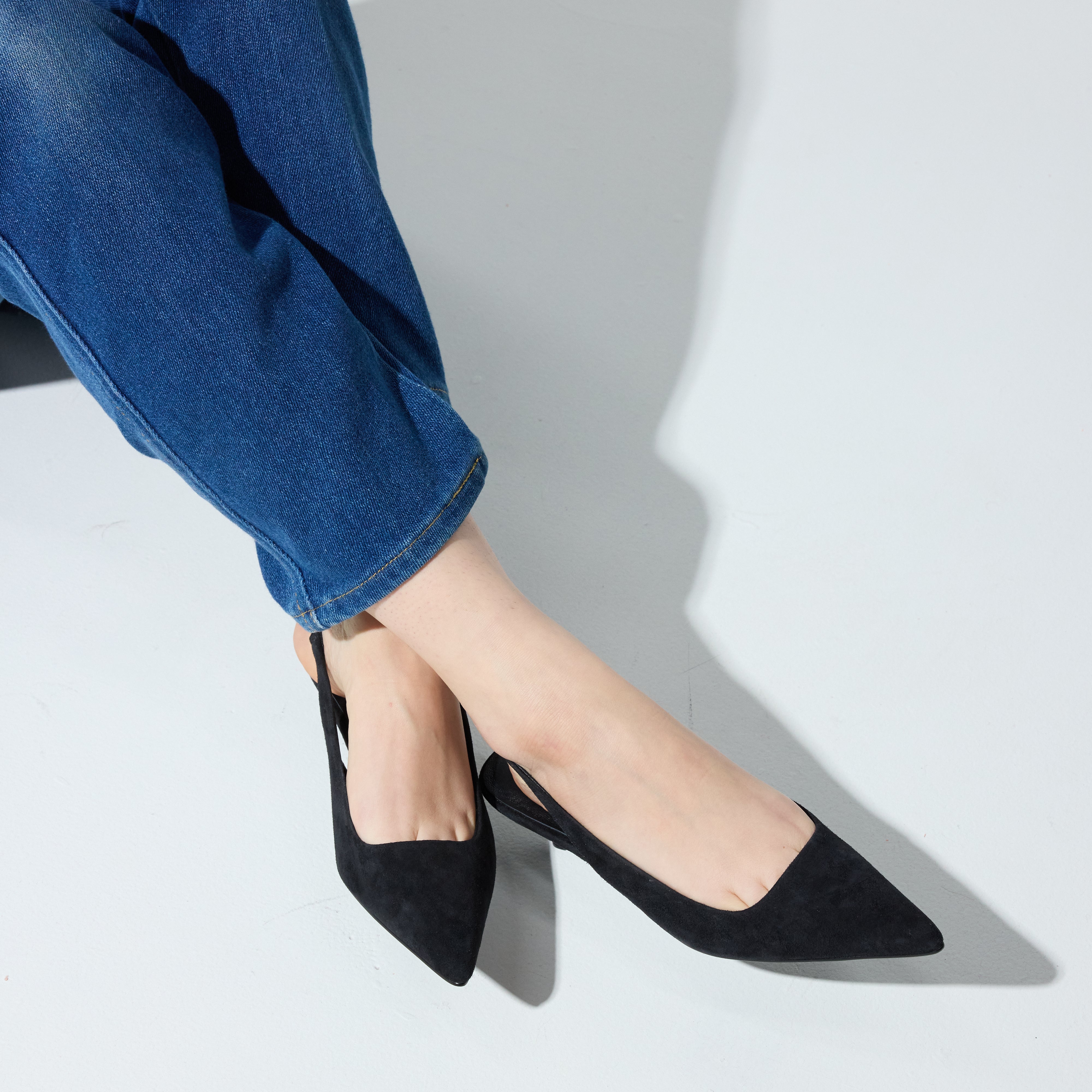 Delilah Slingback in Black Suede