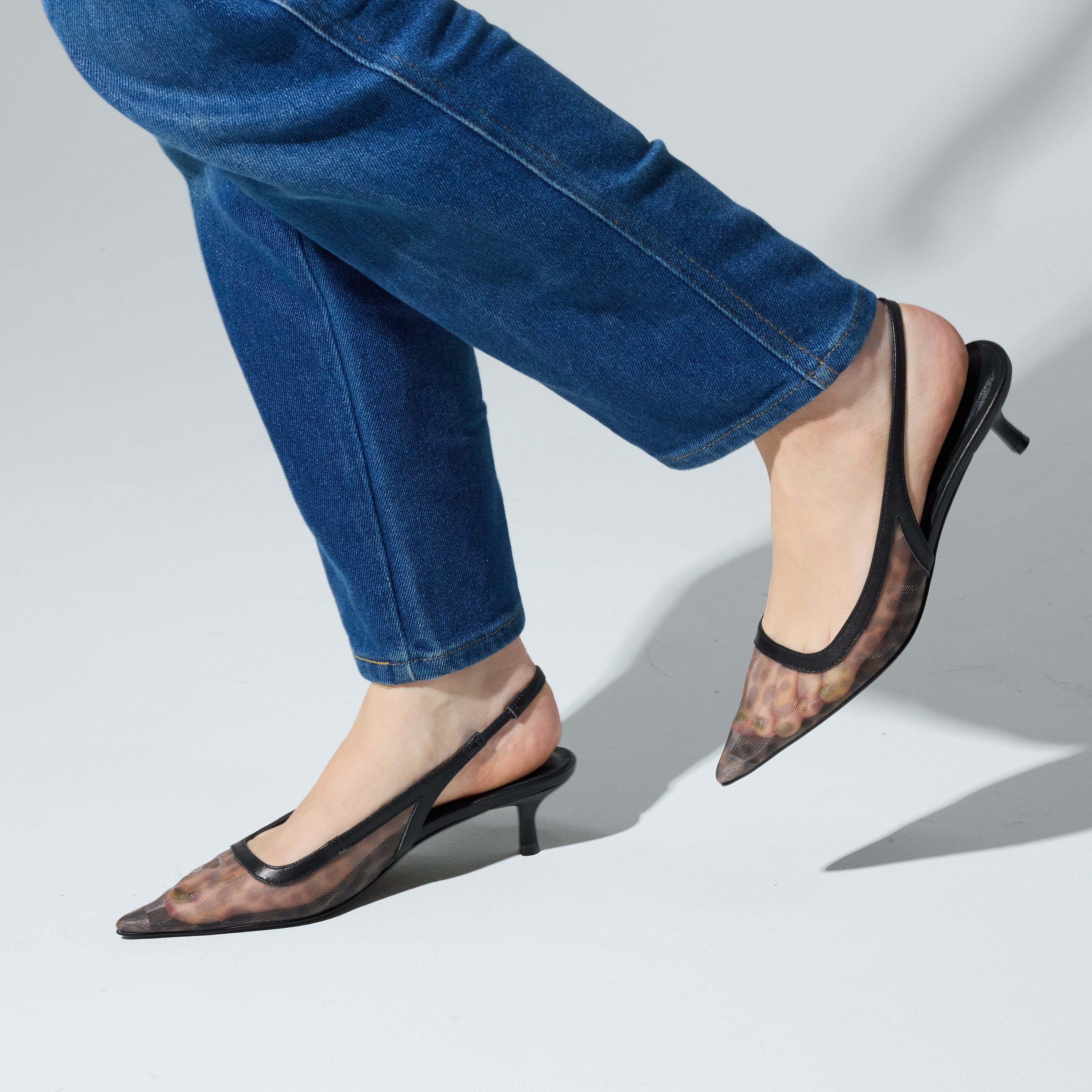 Delilah Slingback in Leopard Mesh