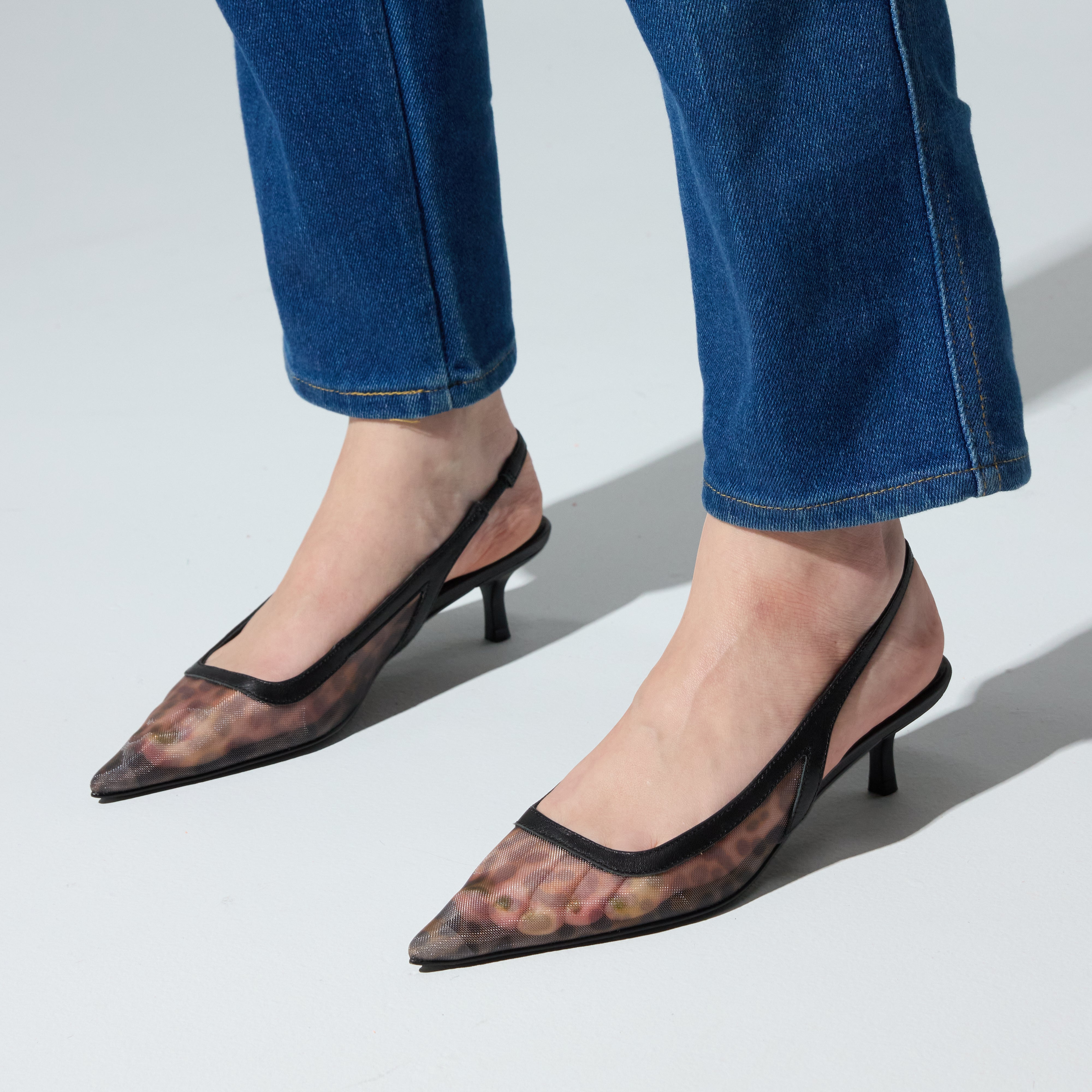 Delilah Slingback in Leopard Mesh
