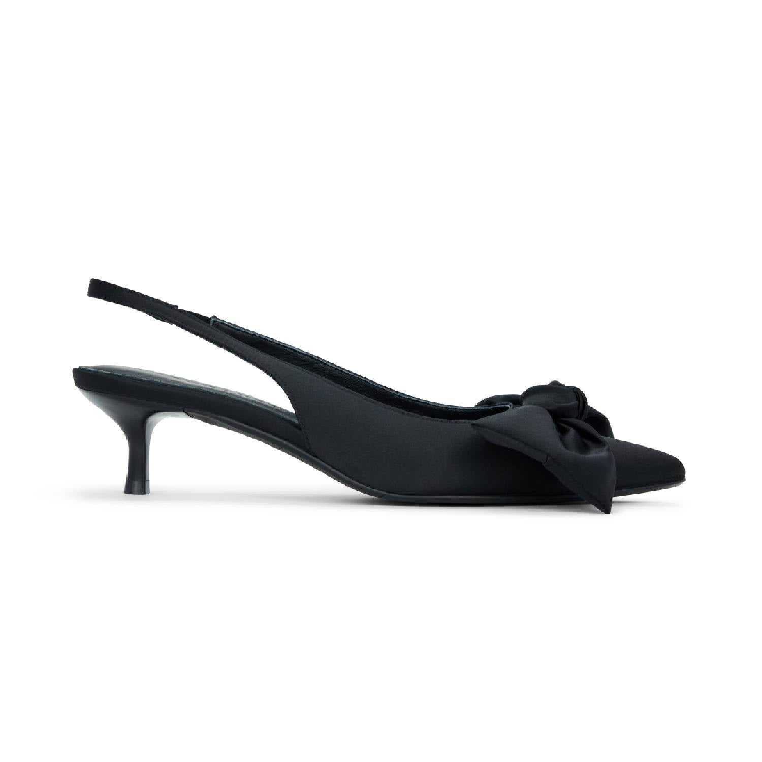 Elise Slingback in Black Satin