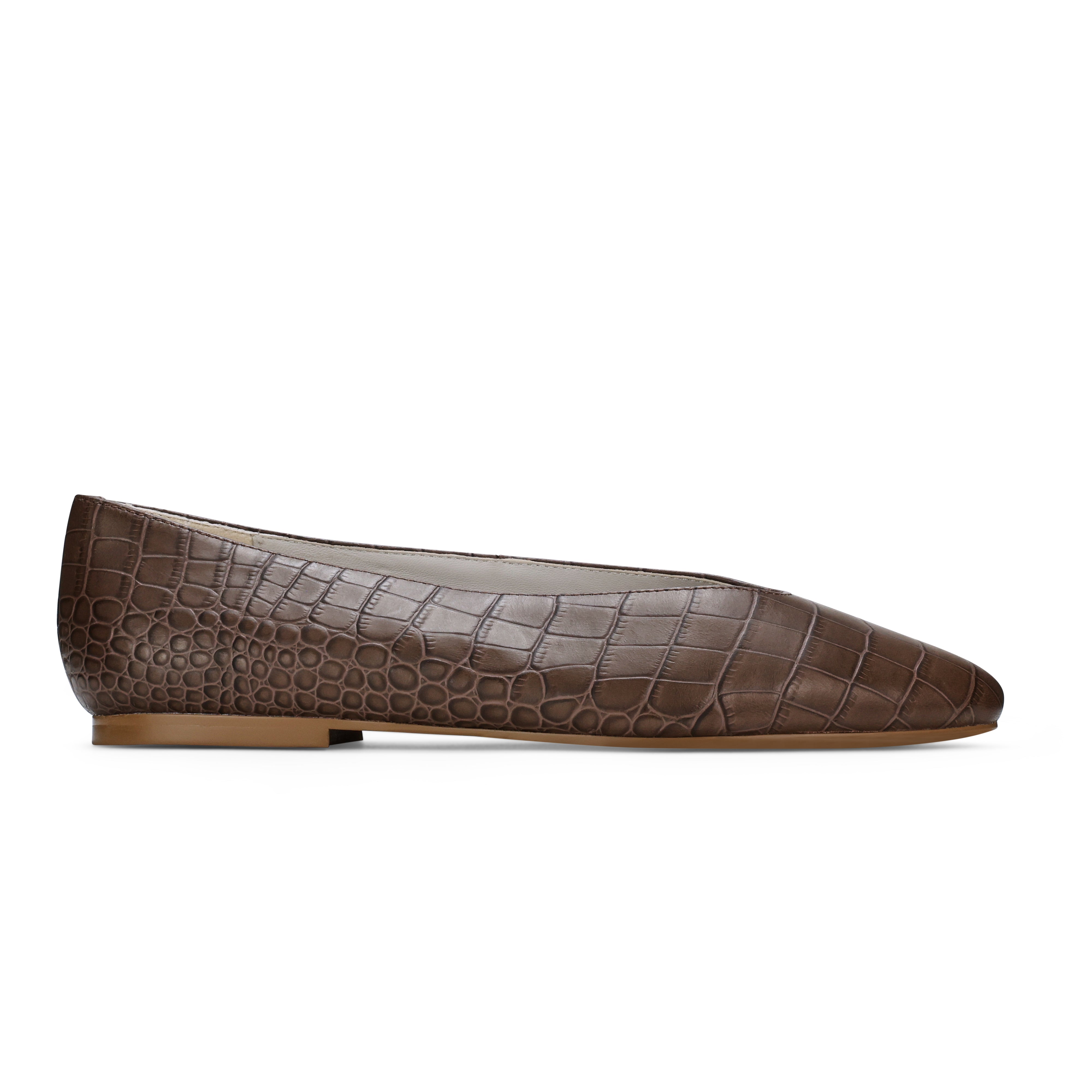 Emerson Ballet Flat in Chocolate Leather Croc