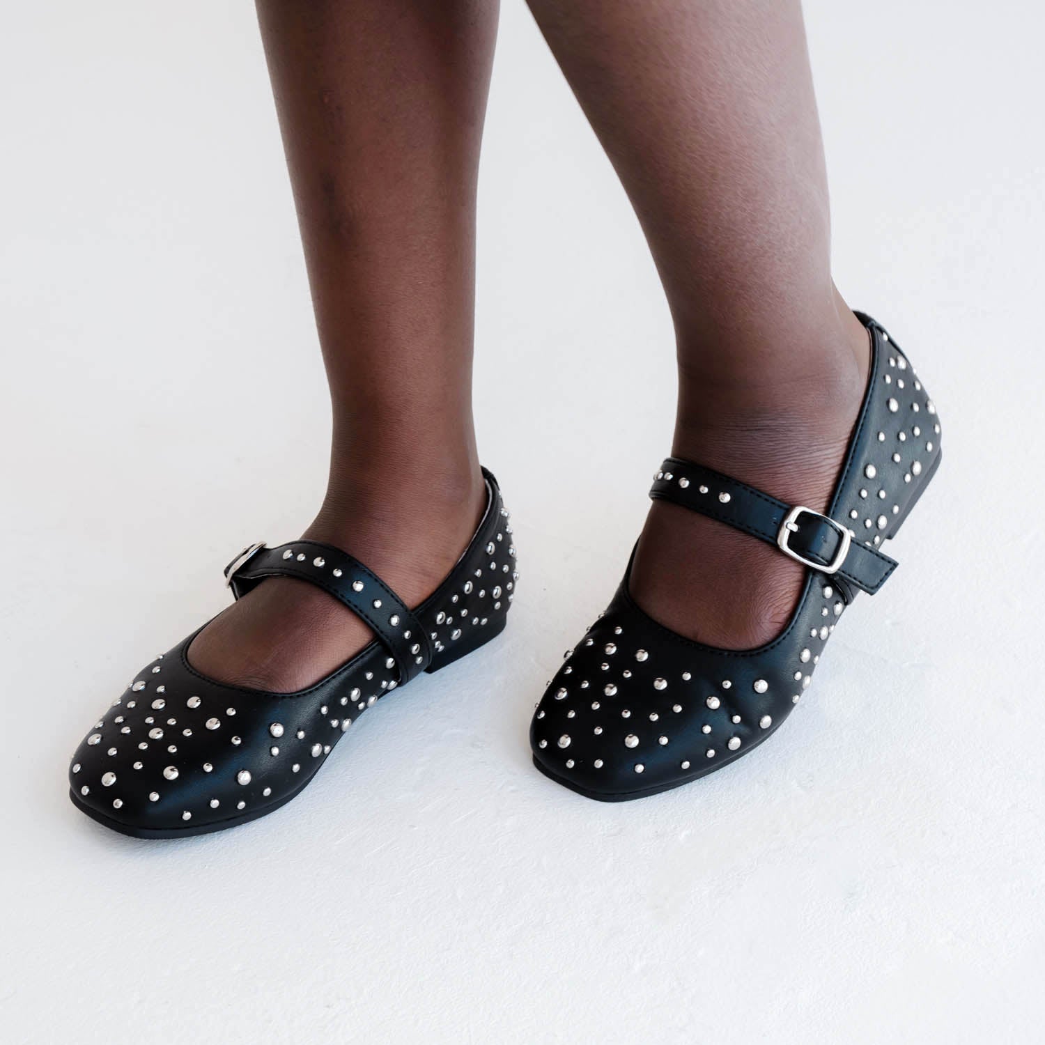 Miss Sadie Ballet Flat in Black Studs - Kids - Yosi Samra - Kids' Flats
