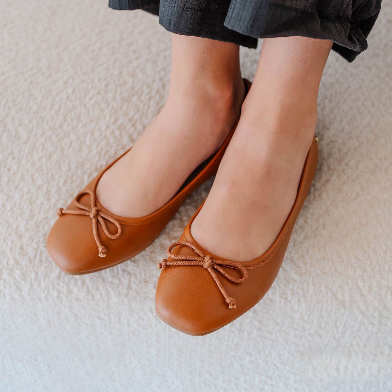 Miss Sadie Ballet Flat in Tan Kids Yosi Samra