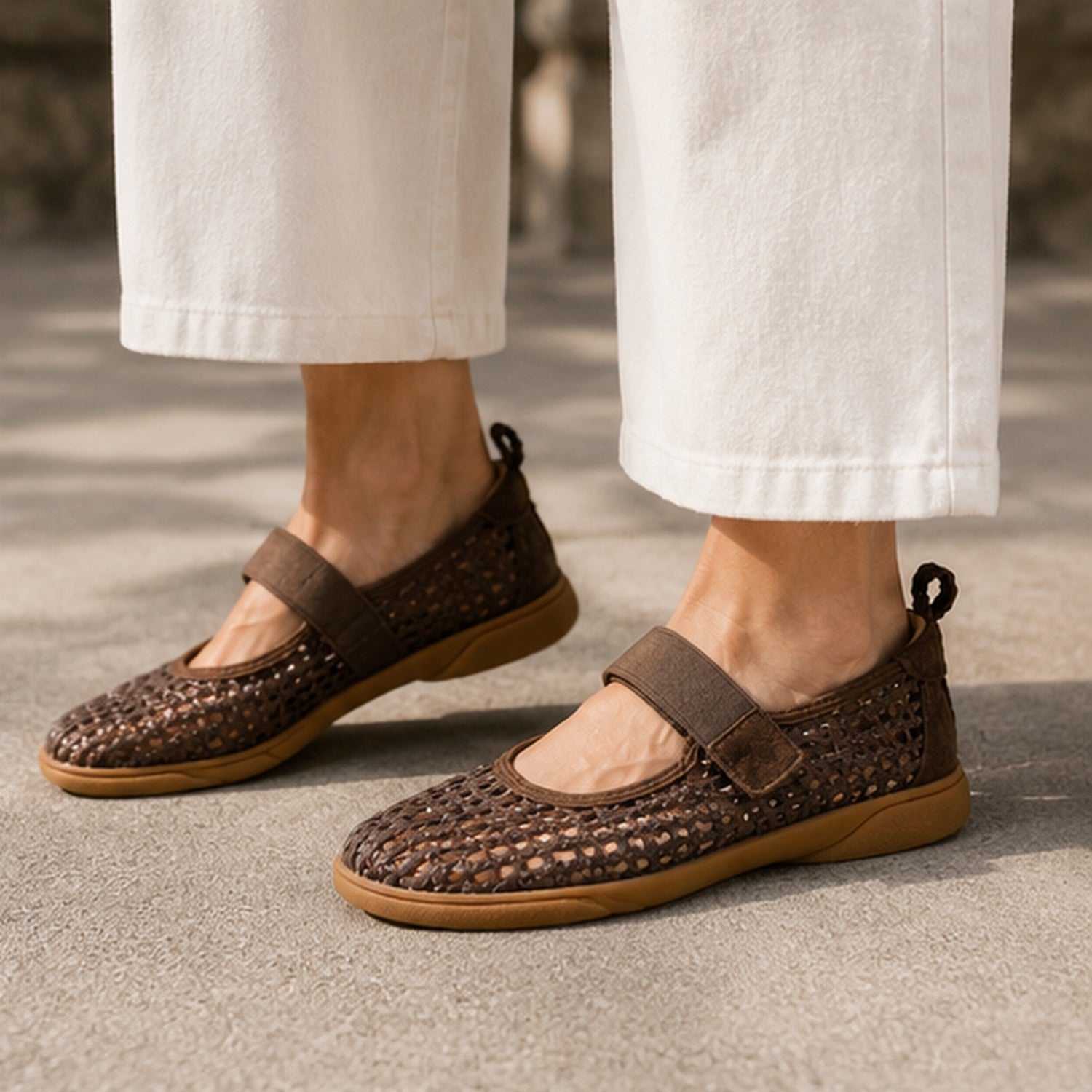 Horizon Sneaker in Brown Crochet/Suede