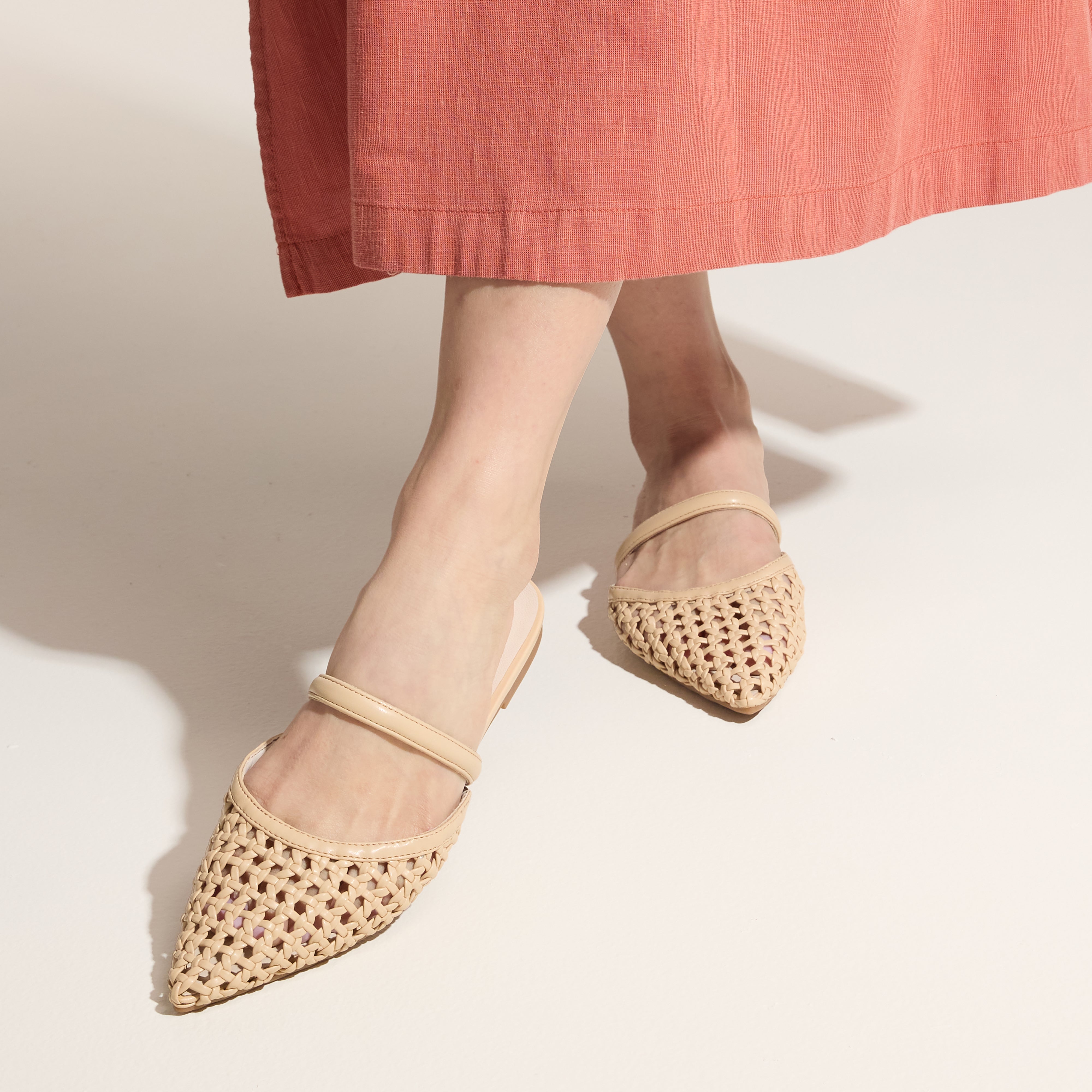 Yosi Samra Justine Slingback in Bone Hand Woven Women's Shoe