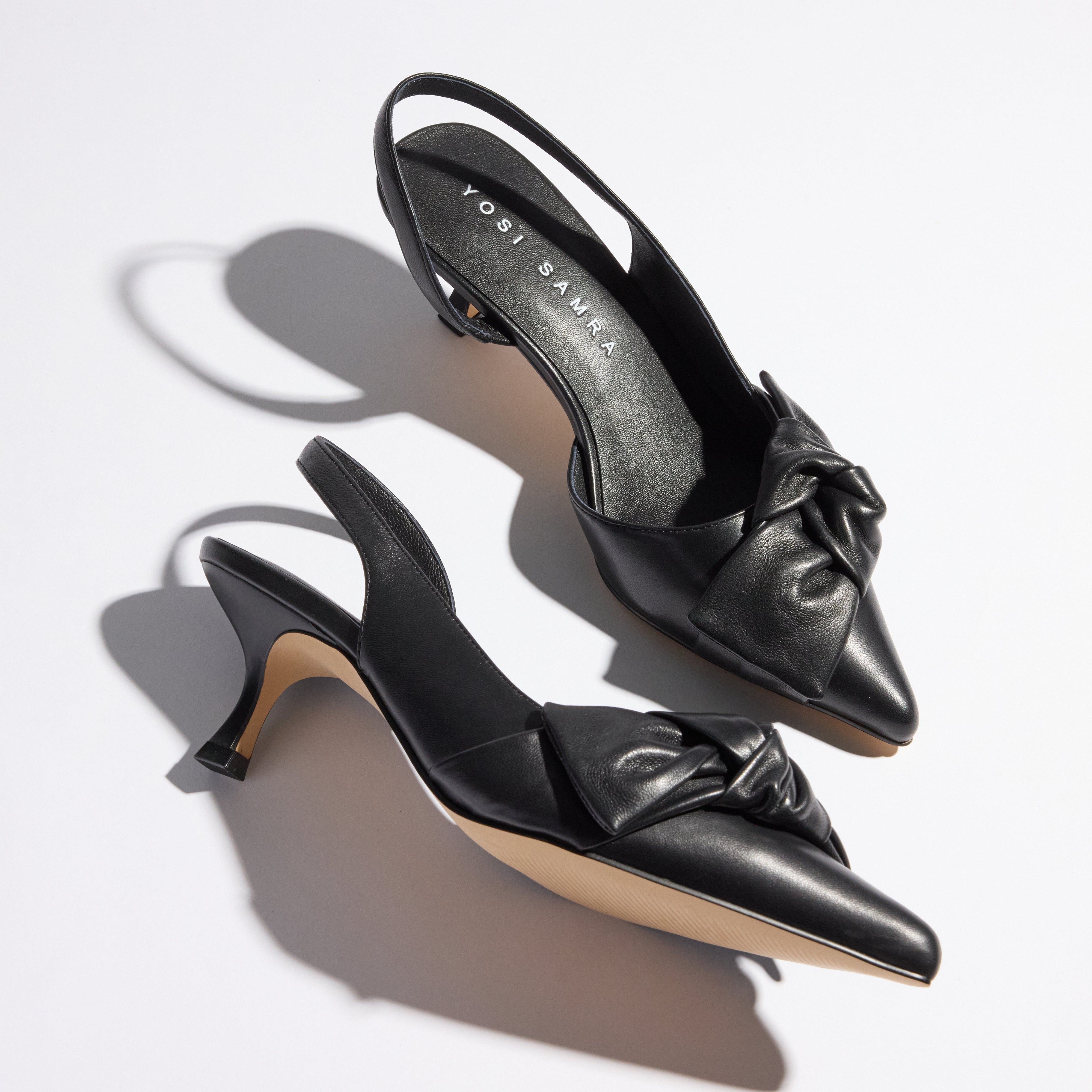 Kaleigh Bow Heel in Black Leather