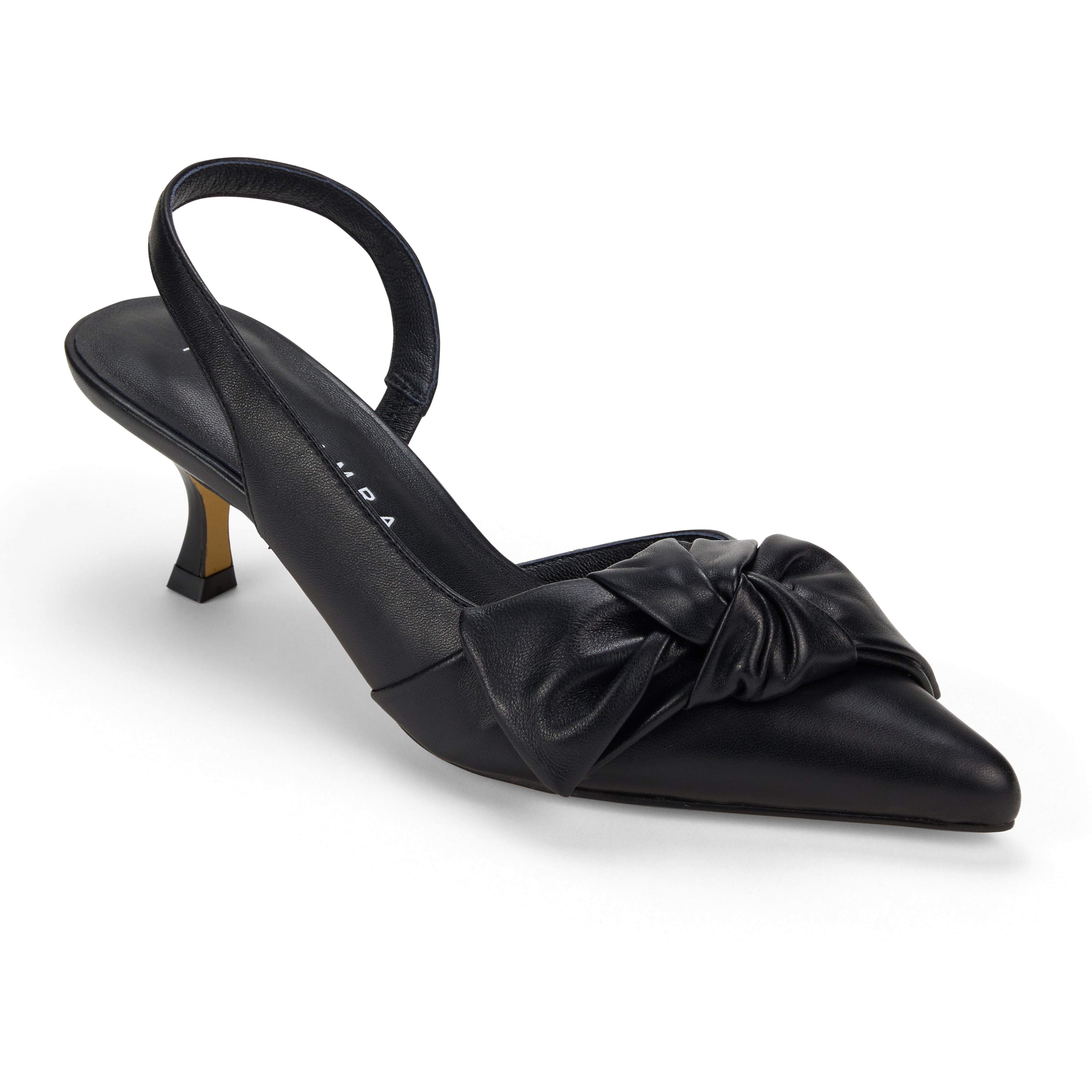 Kaleigh Bow Heel in Black Leather