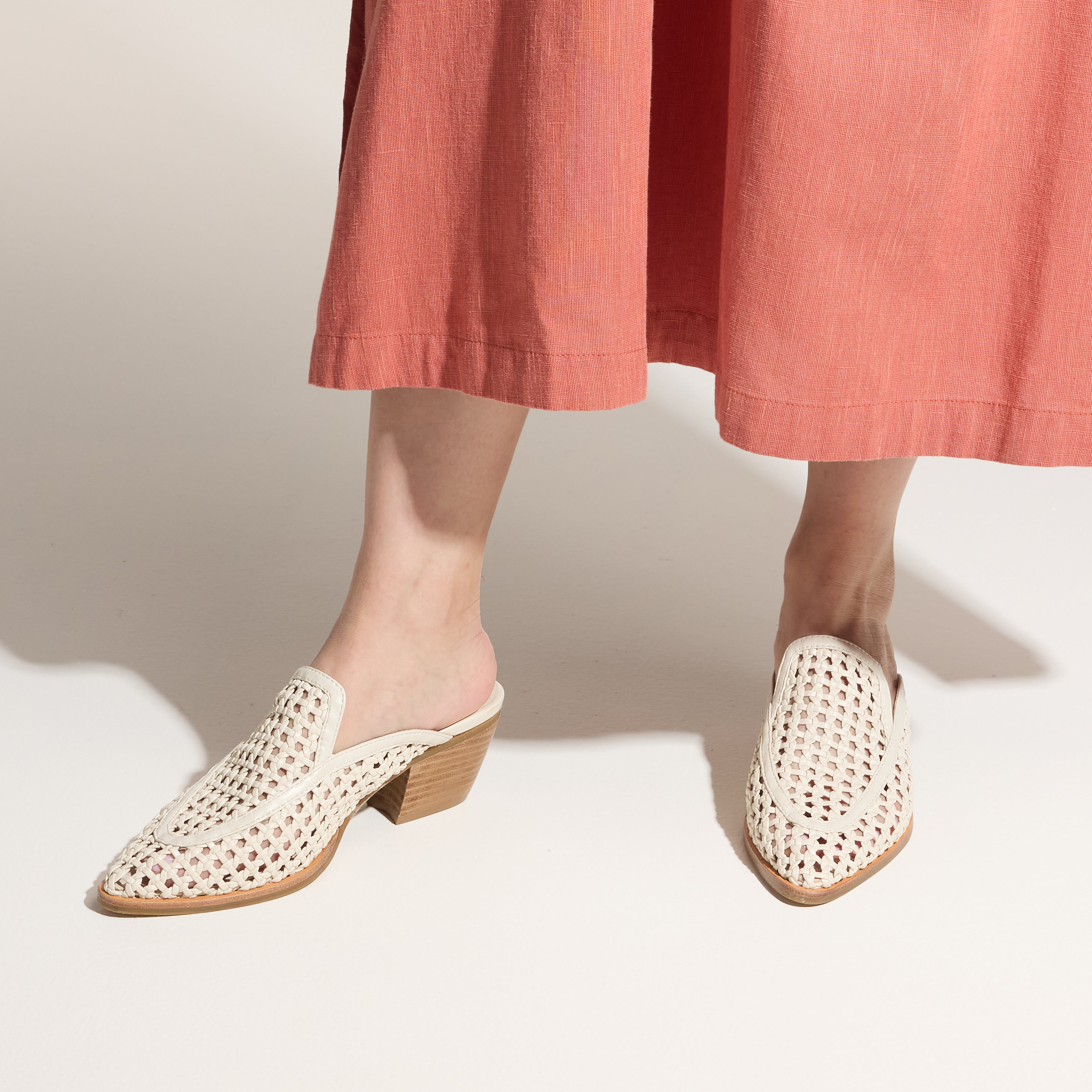 Yosi Samra Kristen Mule in Bone Hand Woven on foot