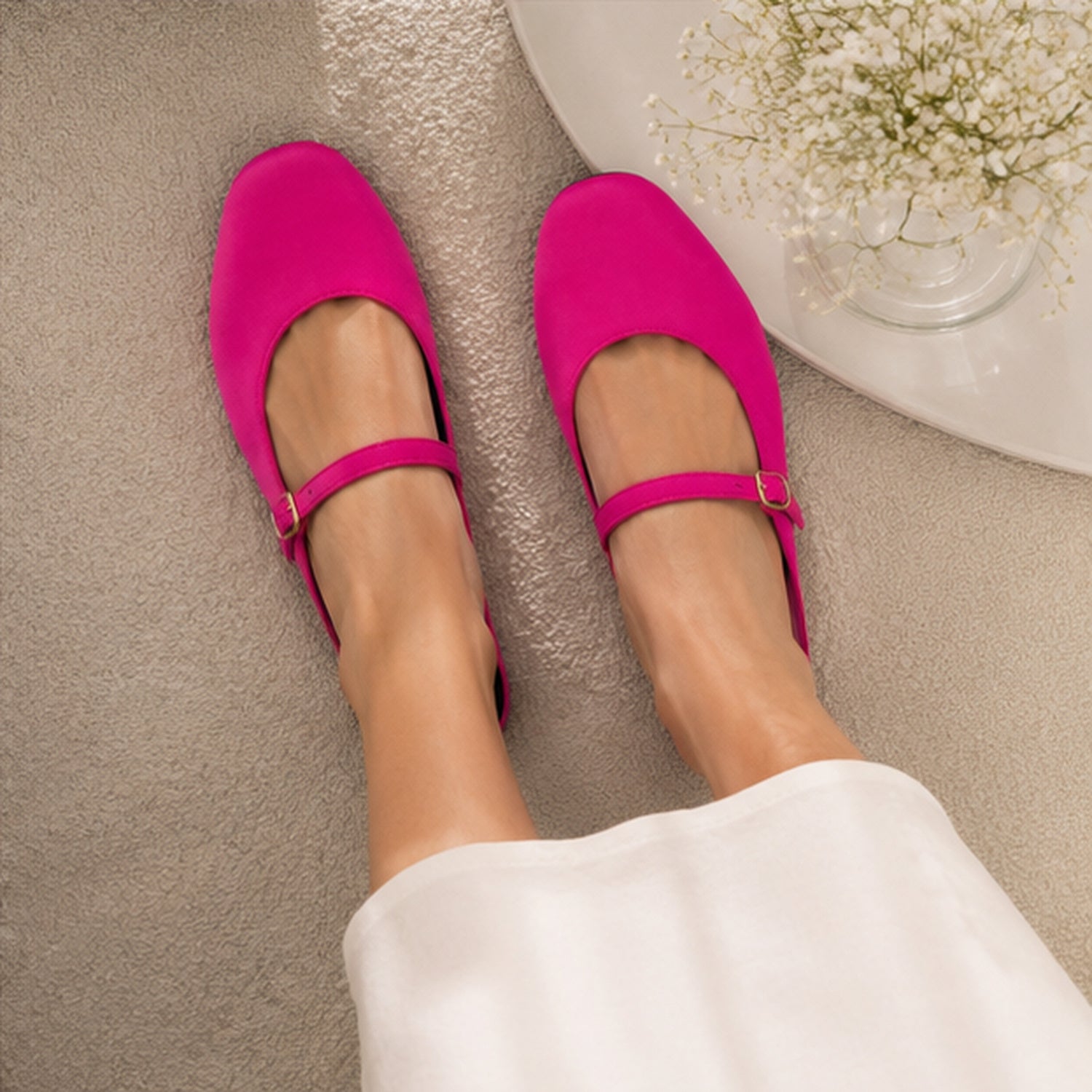 Lily Slide in Fuschia Nylon