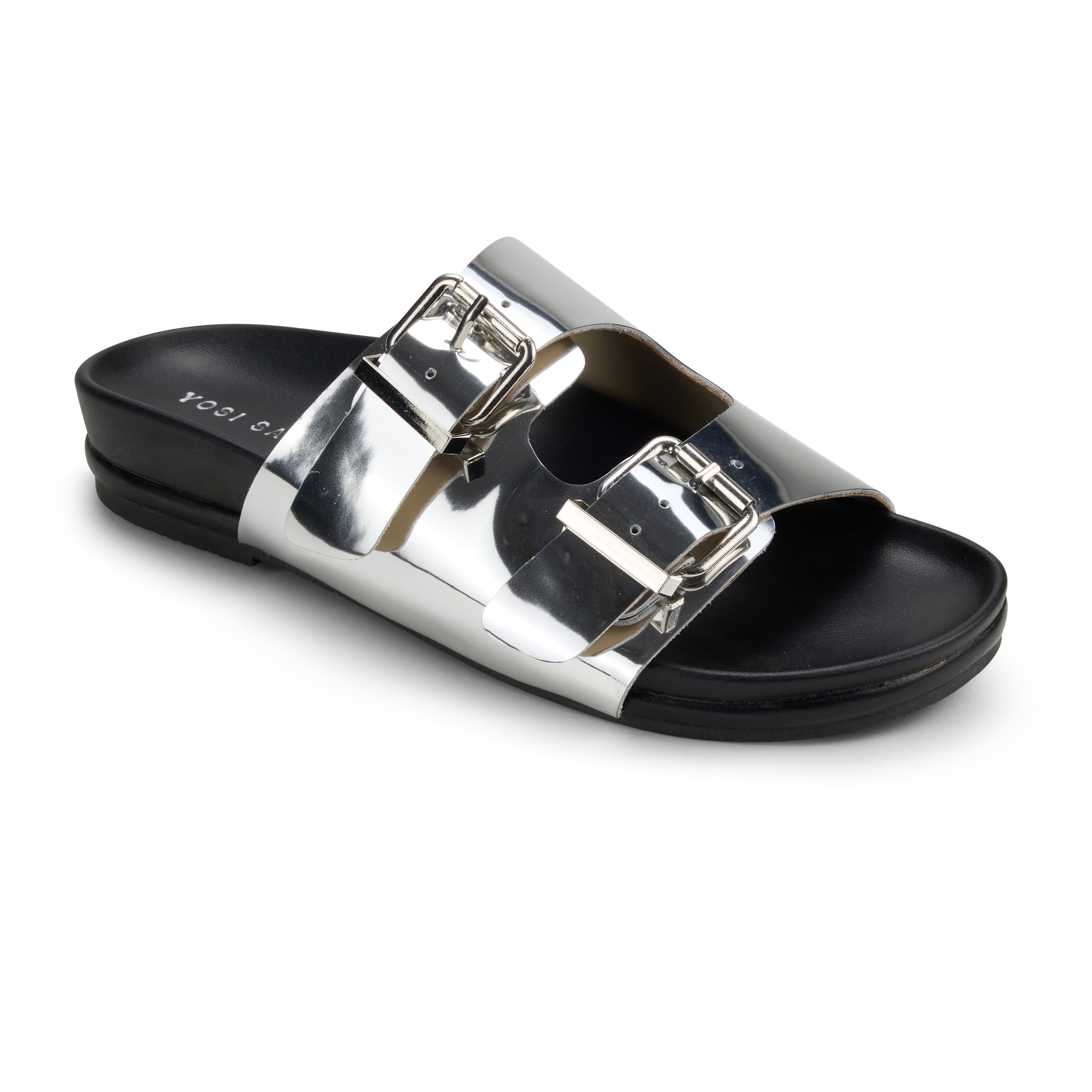 Maya Footbed Sandal in Silver Leather