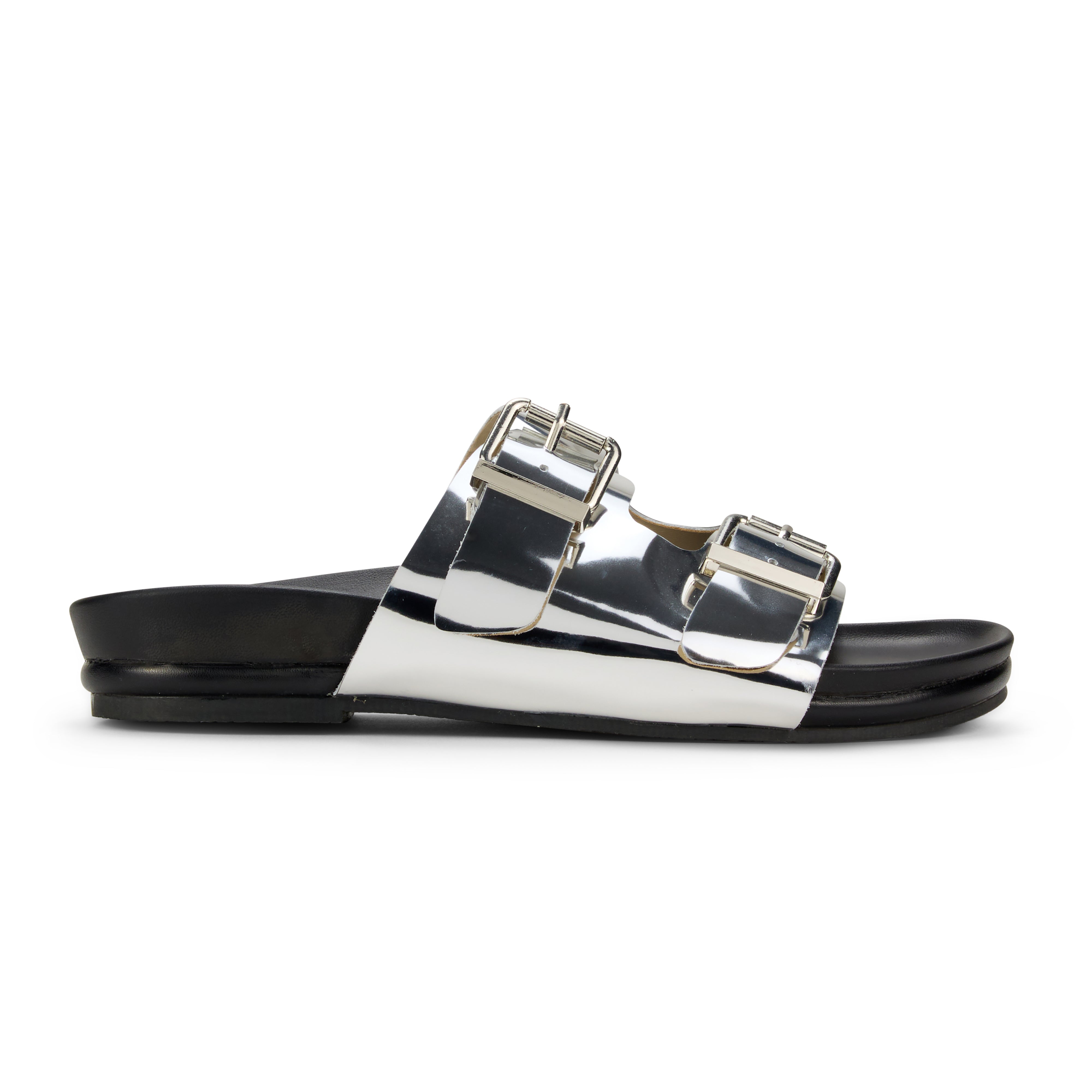 Maya Footbed Sandal in Silver Leather