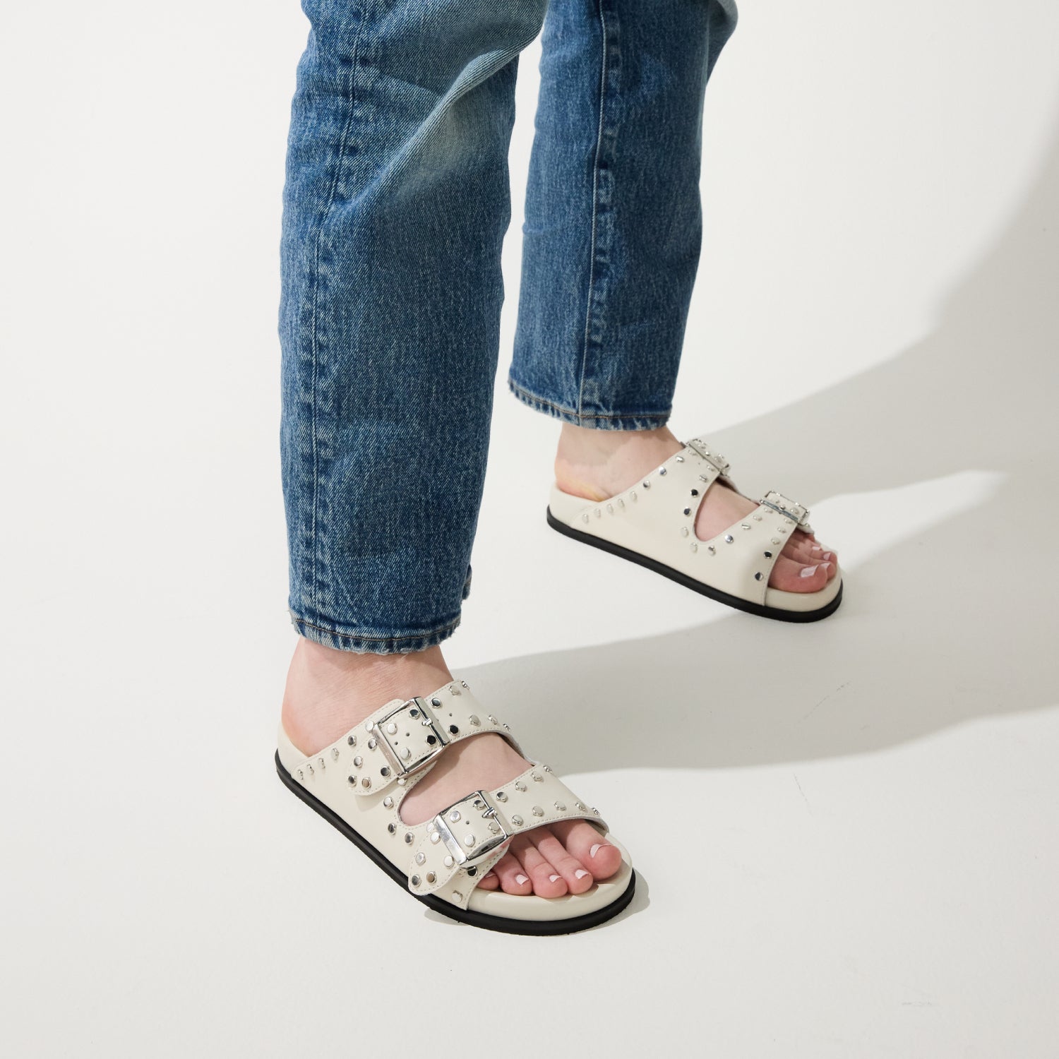 MAYA STUD IN CREAM LEATHER - Yosi Samra -