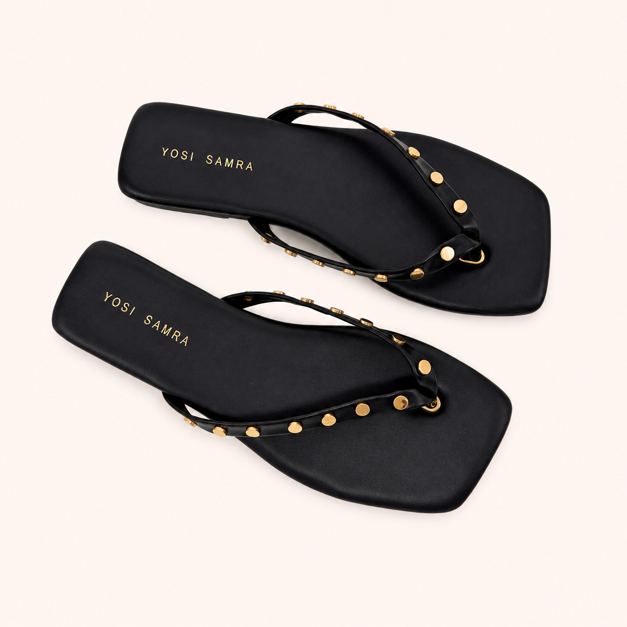 MERCER STUD SANDAL IN BLACK LEATHER