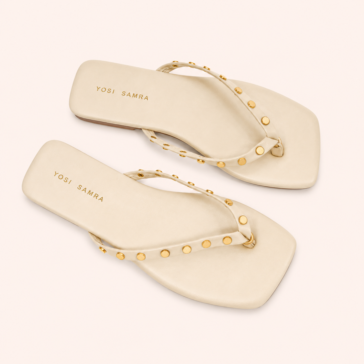 MERCER STUD SANDAL IN CREAM LEATHER