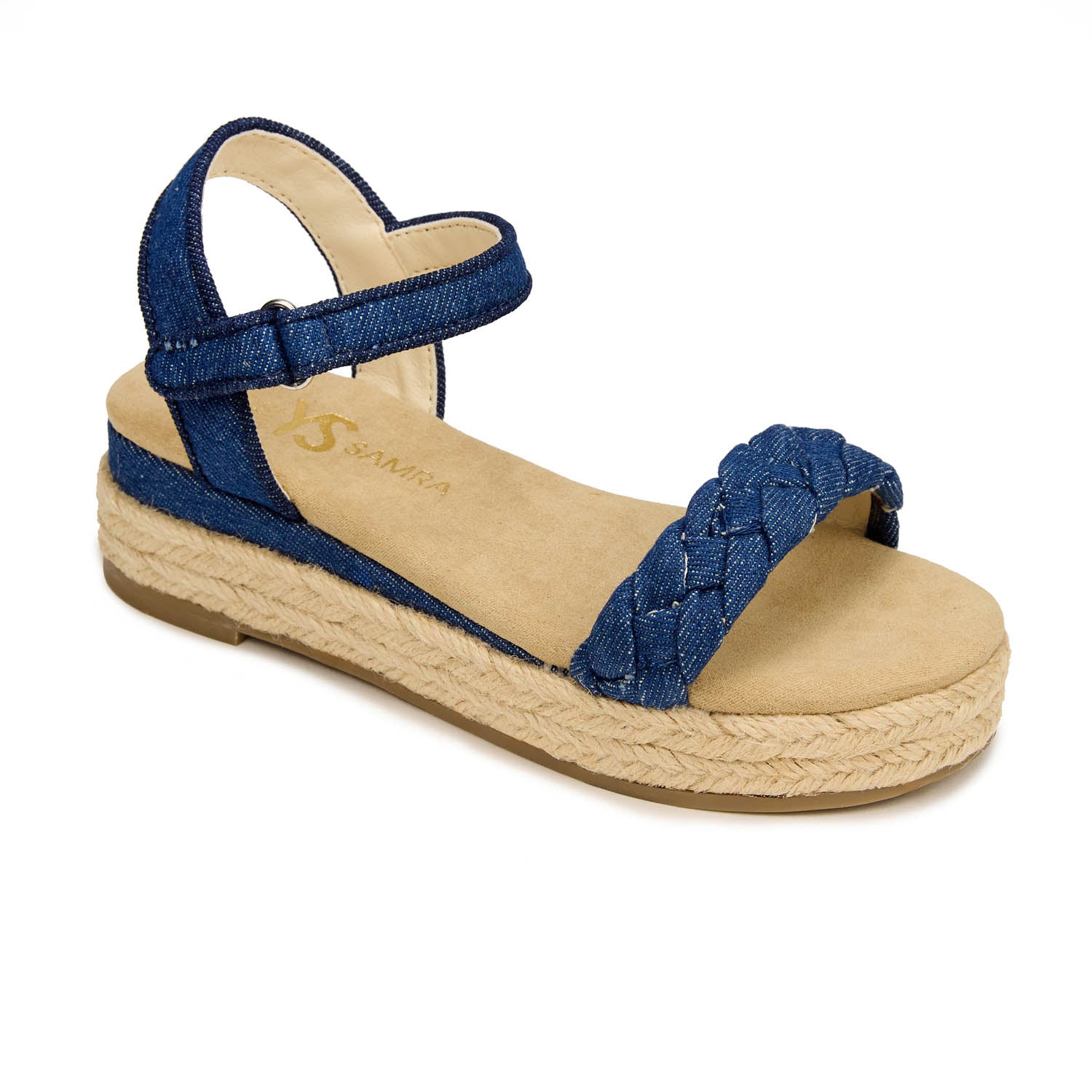 Yosi Samra Miss April Wedge Sandal in Denim - Kids Shoe