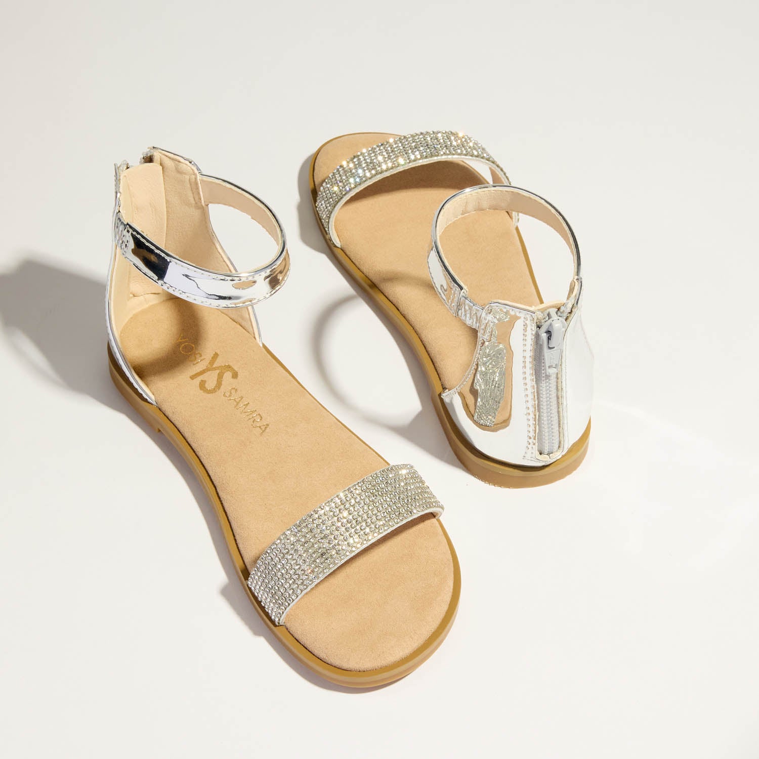 Yosi Samra Miss Cambelle Sandal in Silver Crystal - Kids Shoe