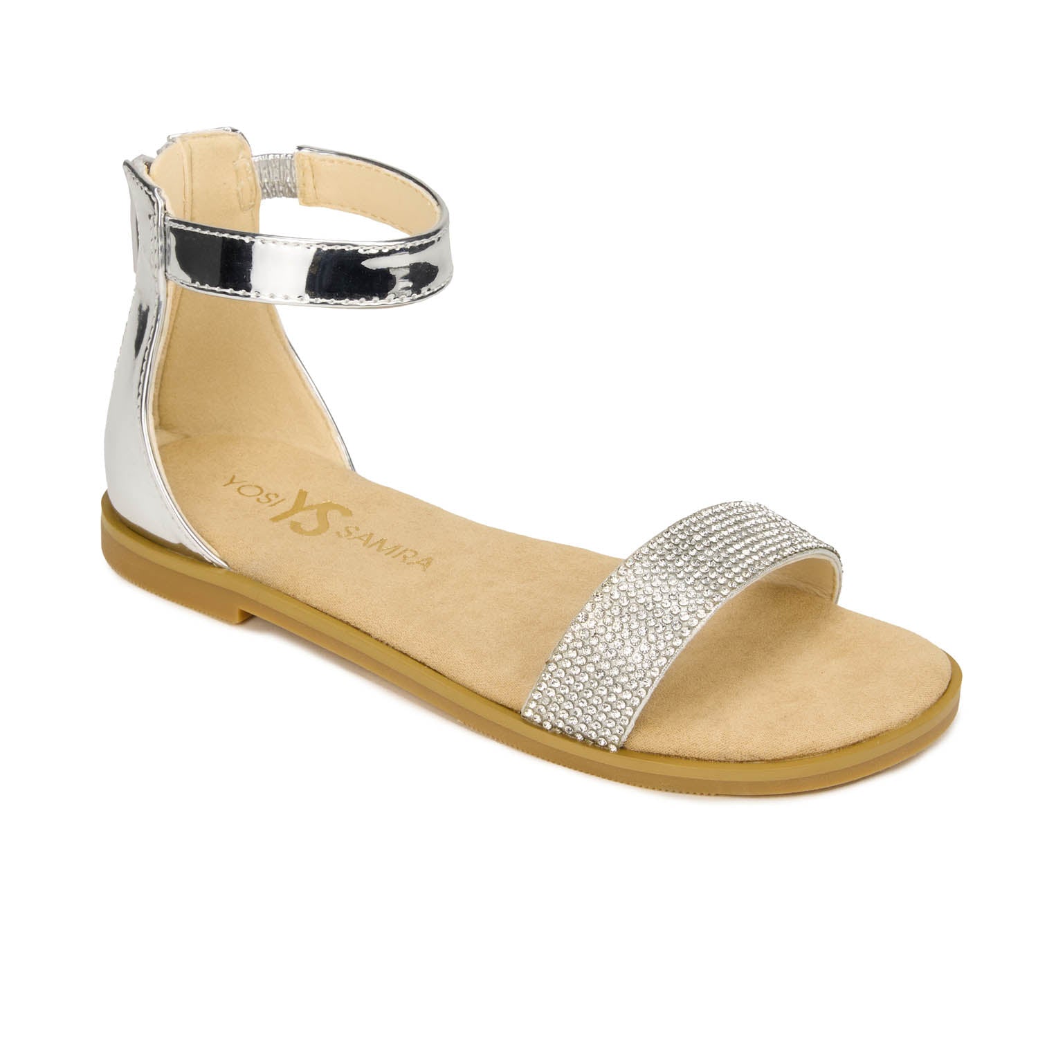 Yosi Samra Miss Cambelle Sandal in Silver Crystal - Kids Shoe