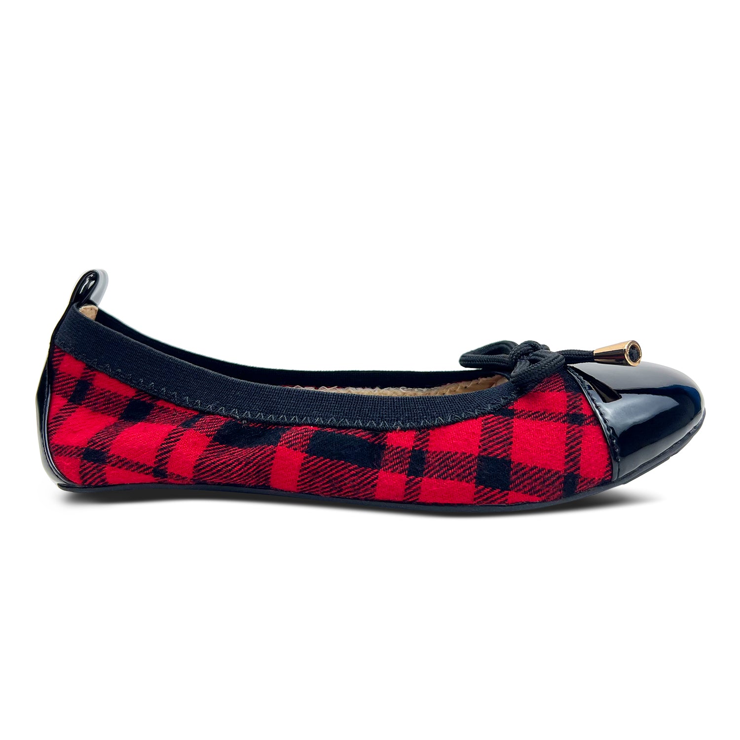 Miss Samantha Ballet Flat in Red Plaid Kids