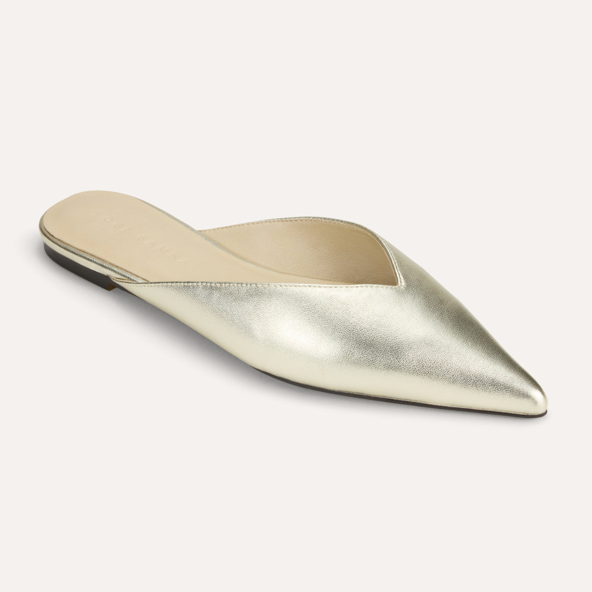 Leather Metallic Nera Flat Slides for Women display picture 3