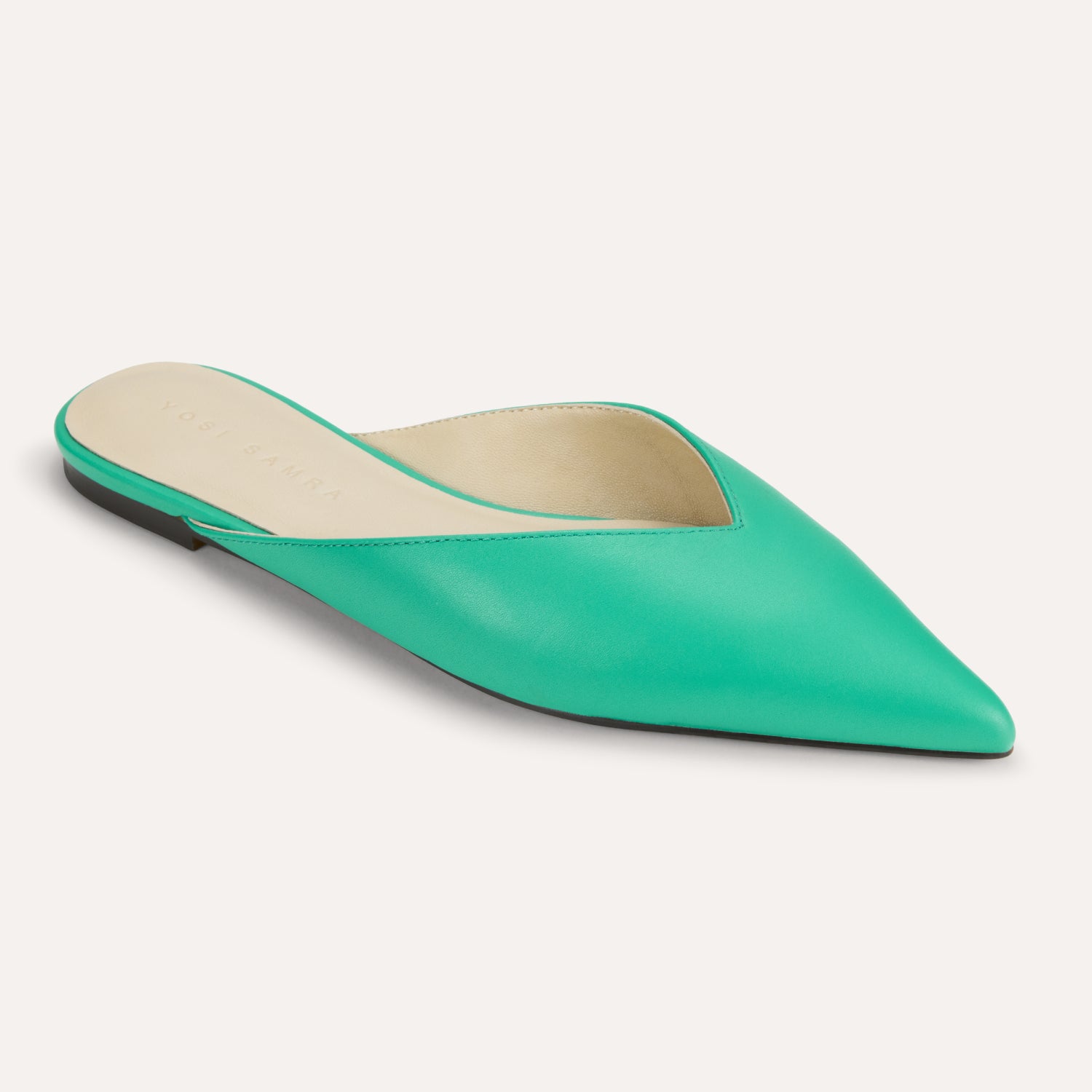 Teal Green Nera Flat, Leather Slip-On Shoes for Women
