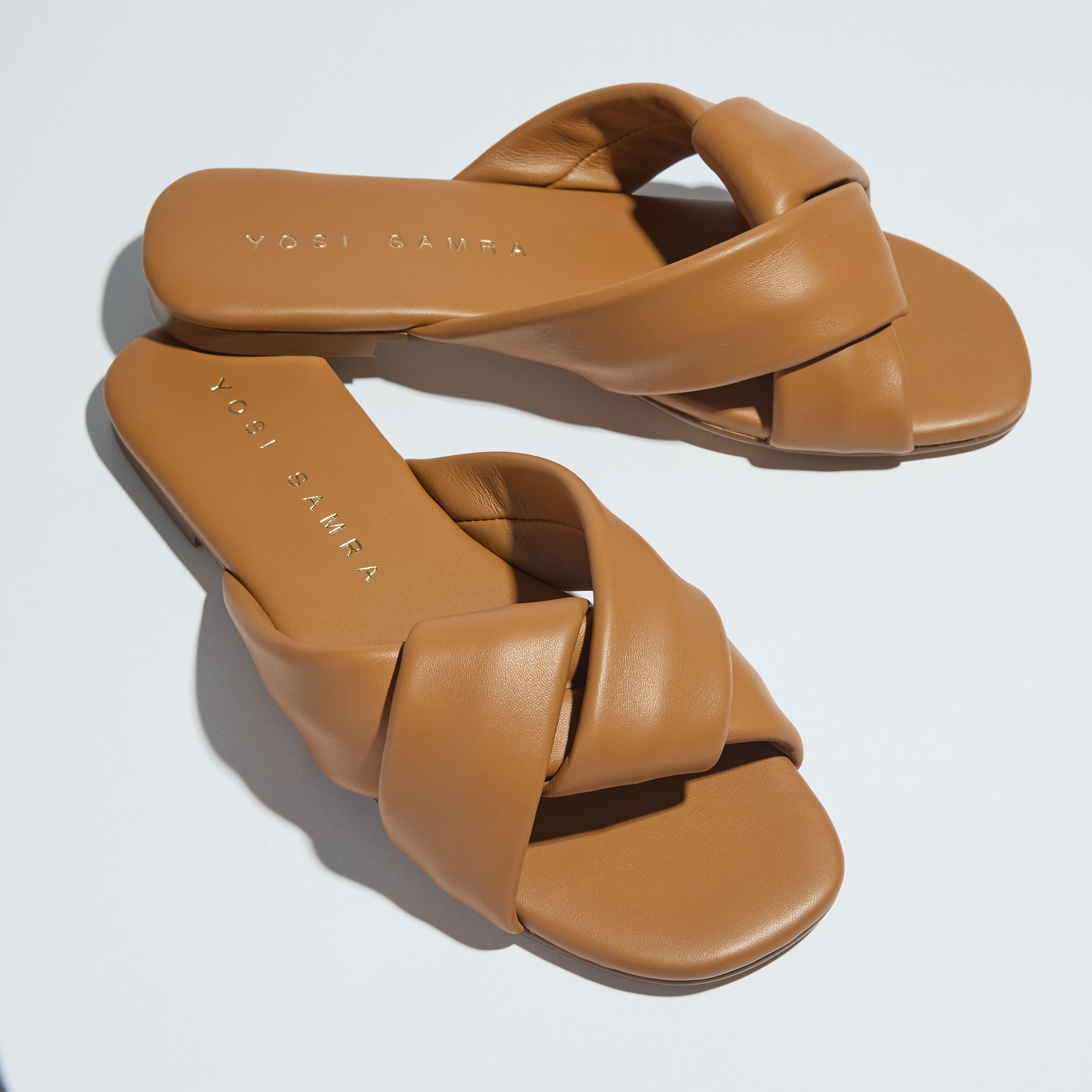 Yosi Samra Nancy Slide in Whiskey Leather Women's Shoe
