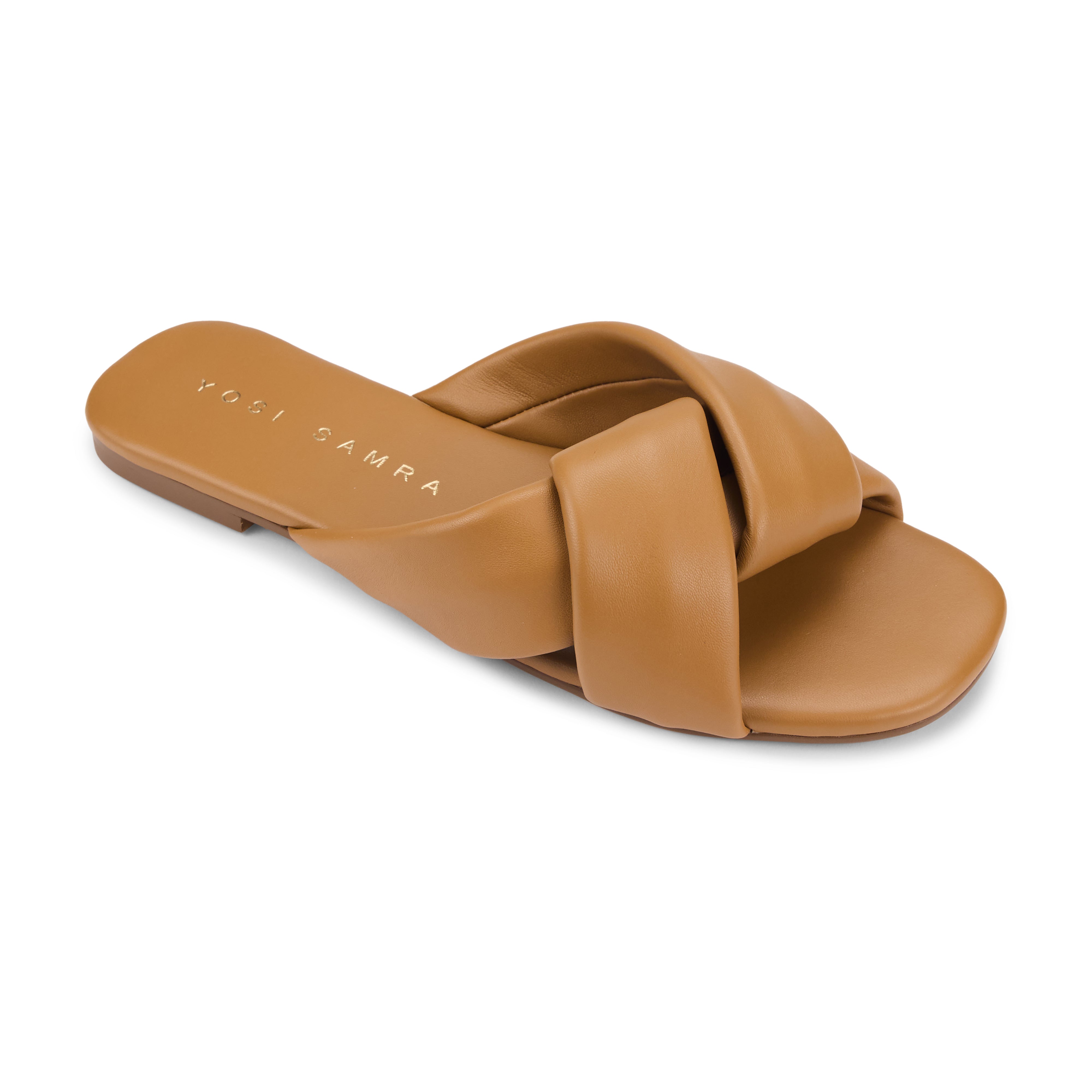 Yosi Samra Nancy Slide in Whiskey Leather Women's Shoe
