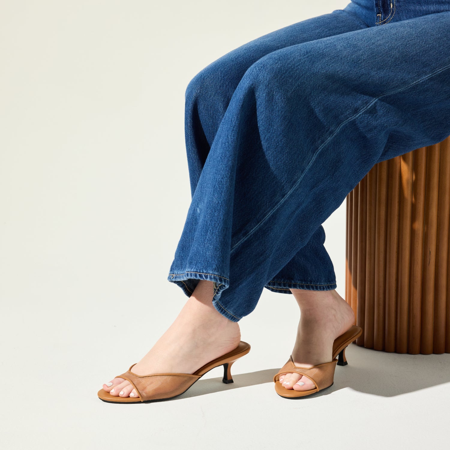 Opal Open-Toe Heel in Whiskey Mesh