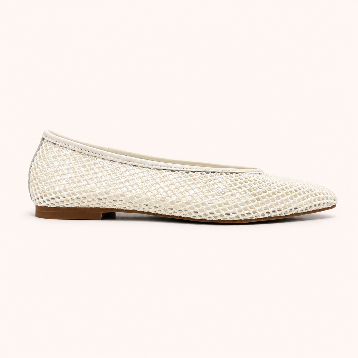 PIPER BALLET FLAT IN CREAM CROCHET