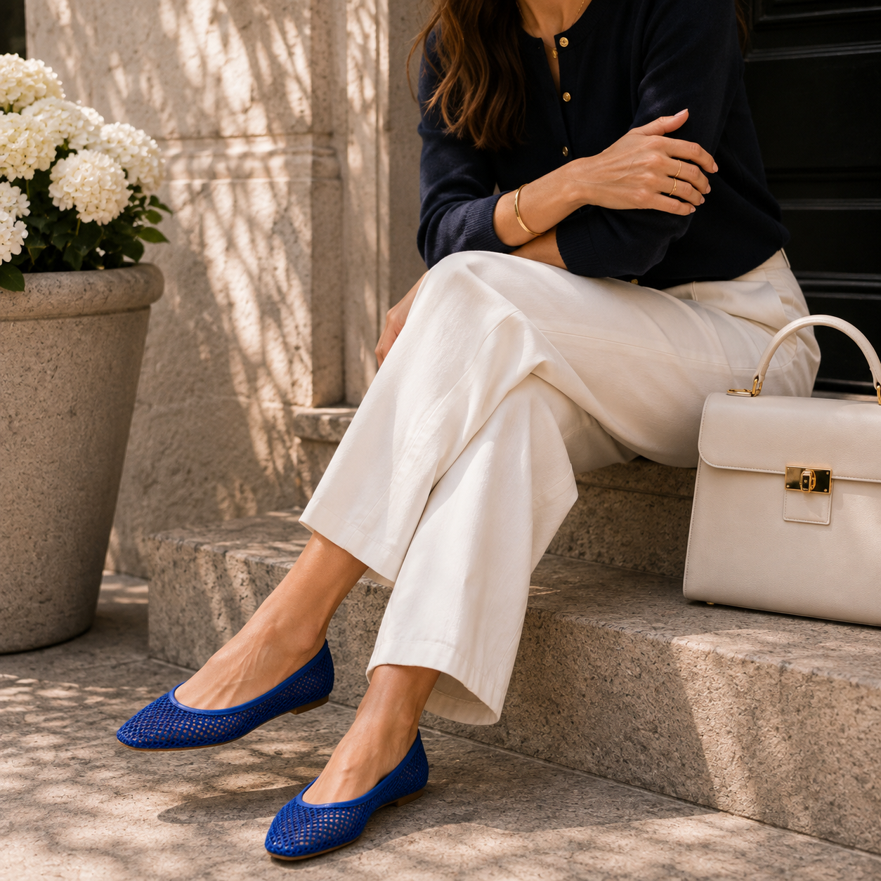 Piper Ballet Flat in Lapis Crochet