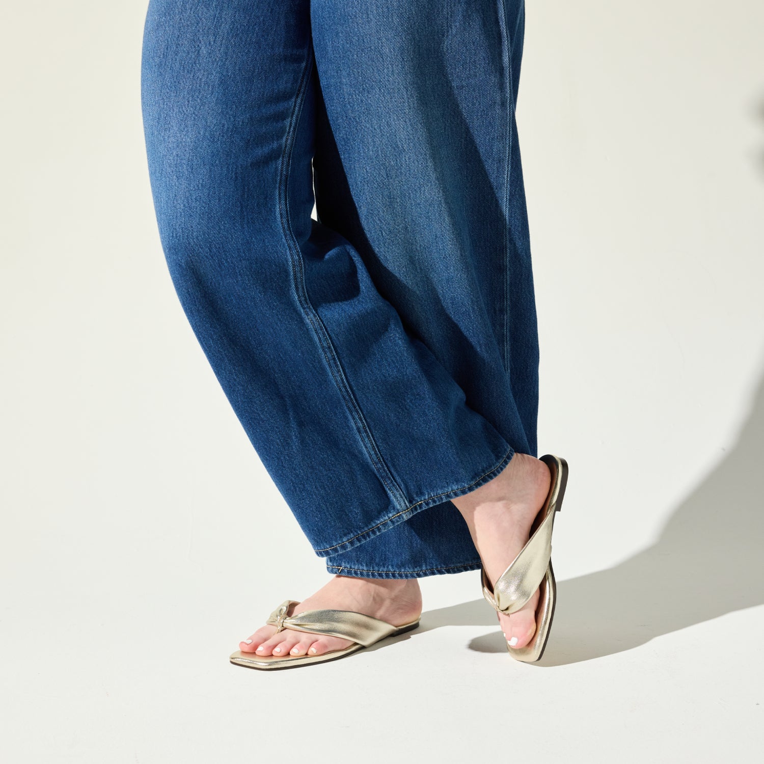 Reece Sandal in Gold Metallic Leather
