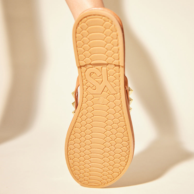 Rivington Stud Flip Flop in Cognac