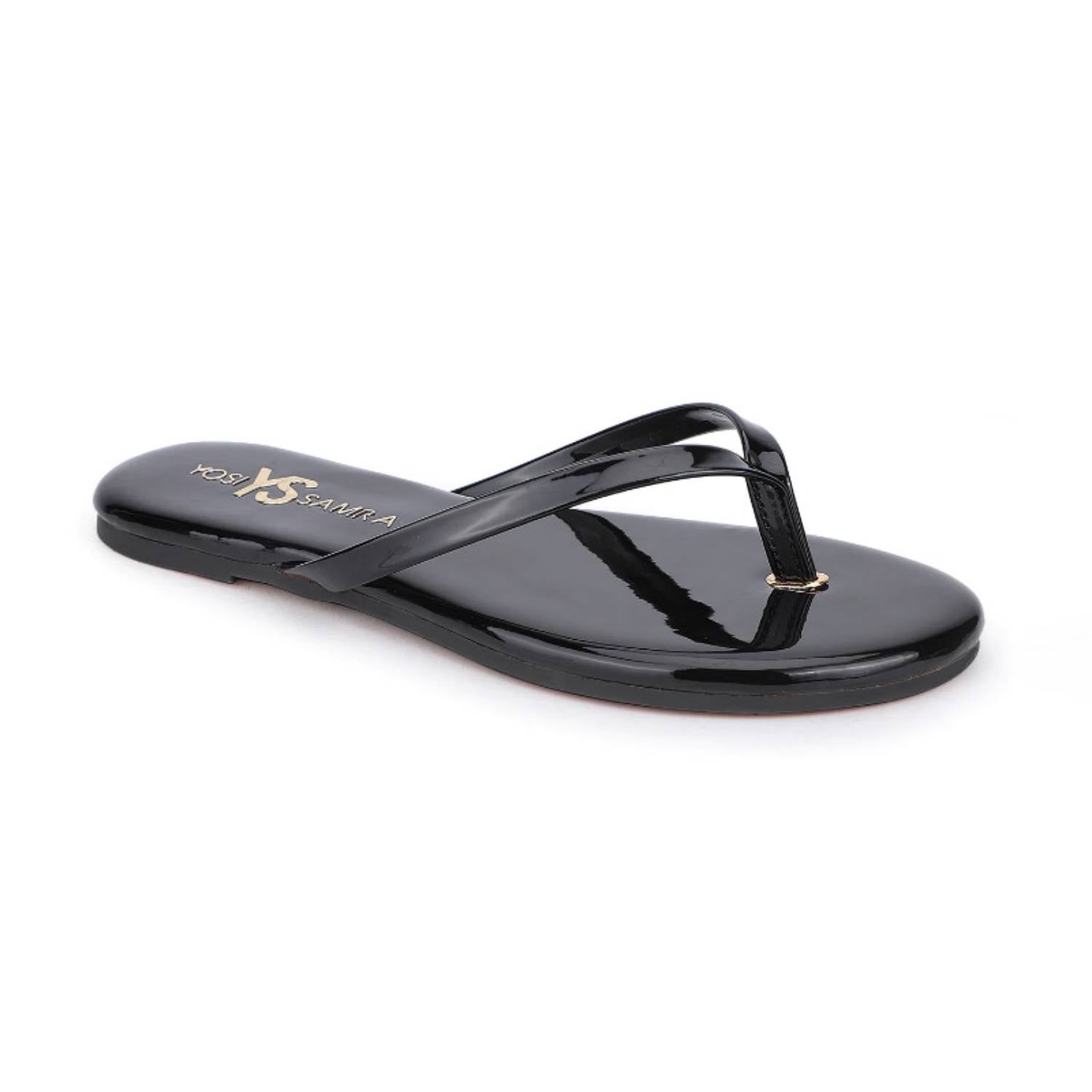 Rivington Flip Flop in Black Patent - Yosi Samra - Women's Sandals