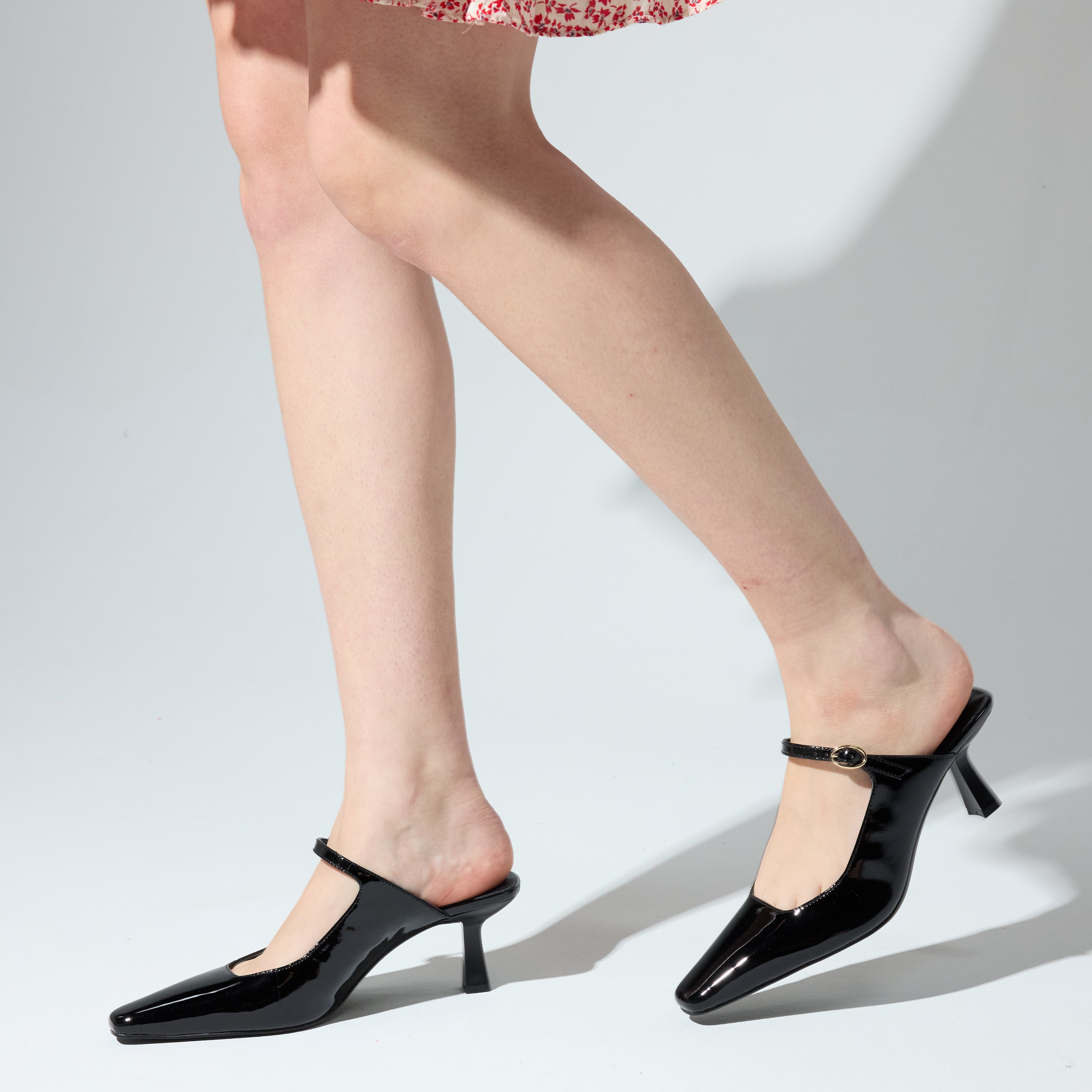 Ryder Heel in Black Patent Leather